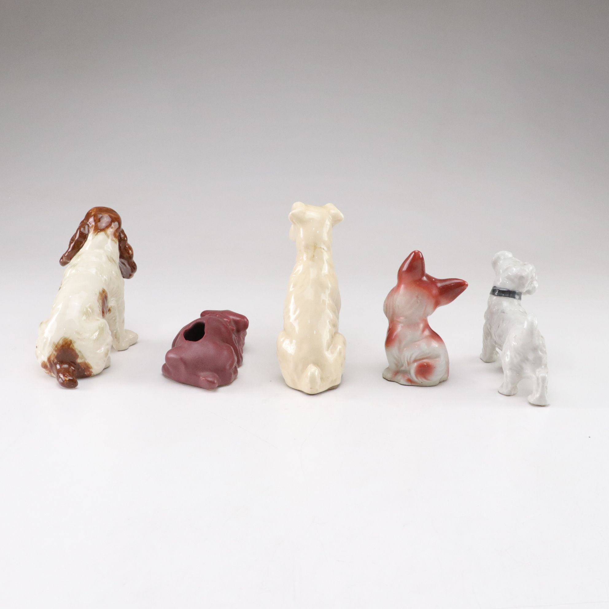 Hand-Painted Japanese Porcelain Dog Figurines
