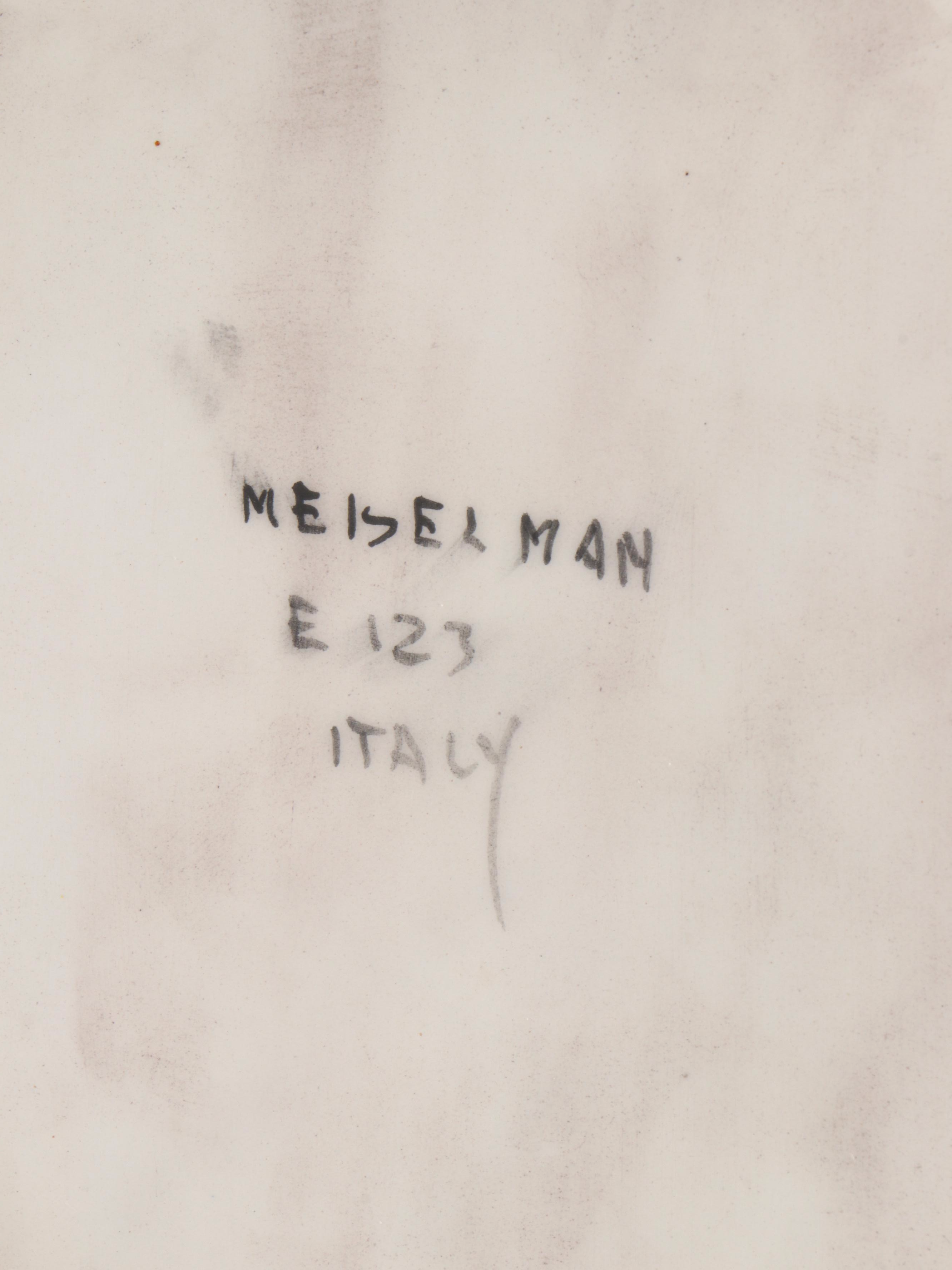 Meiselman Italian Porcelain Basket of Flowers with Swallows, Mid-20th C.