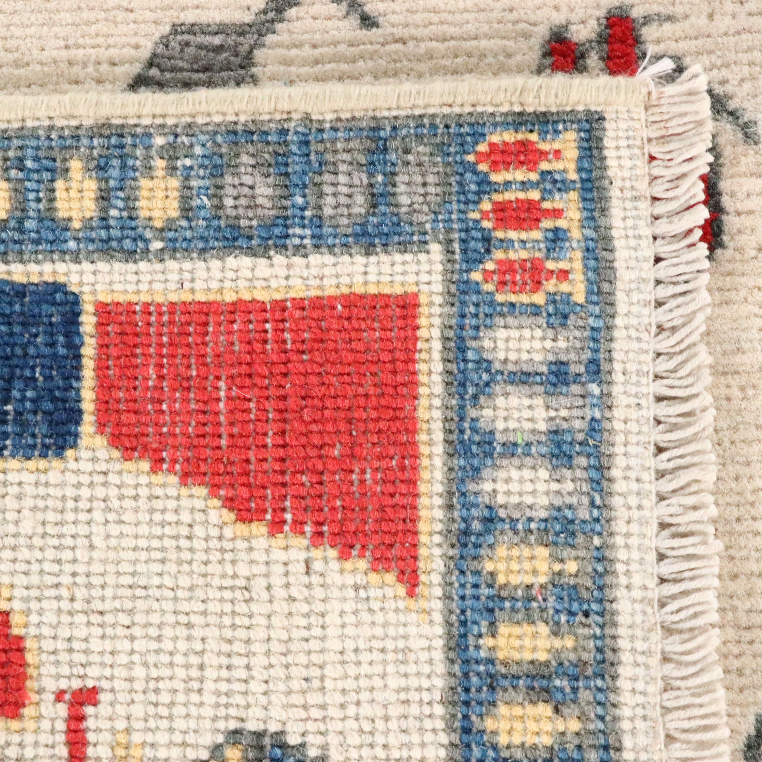 2'8 x 4'1 Hand-Knotted Afghan Pictorial War Rug