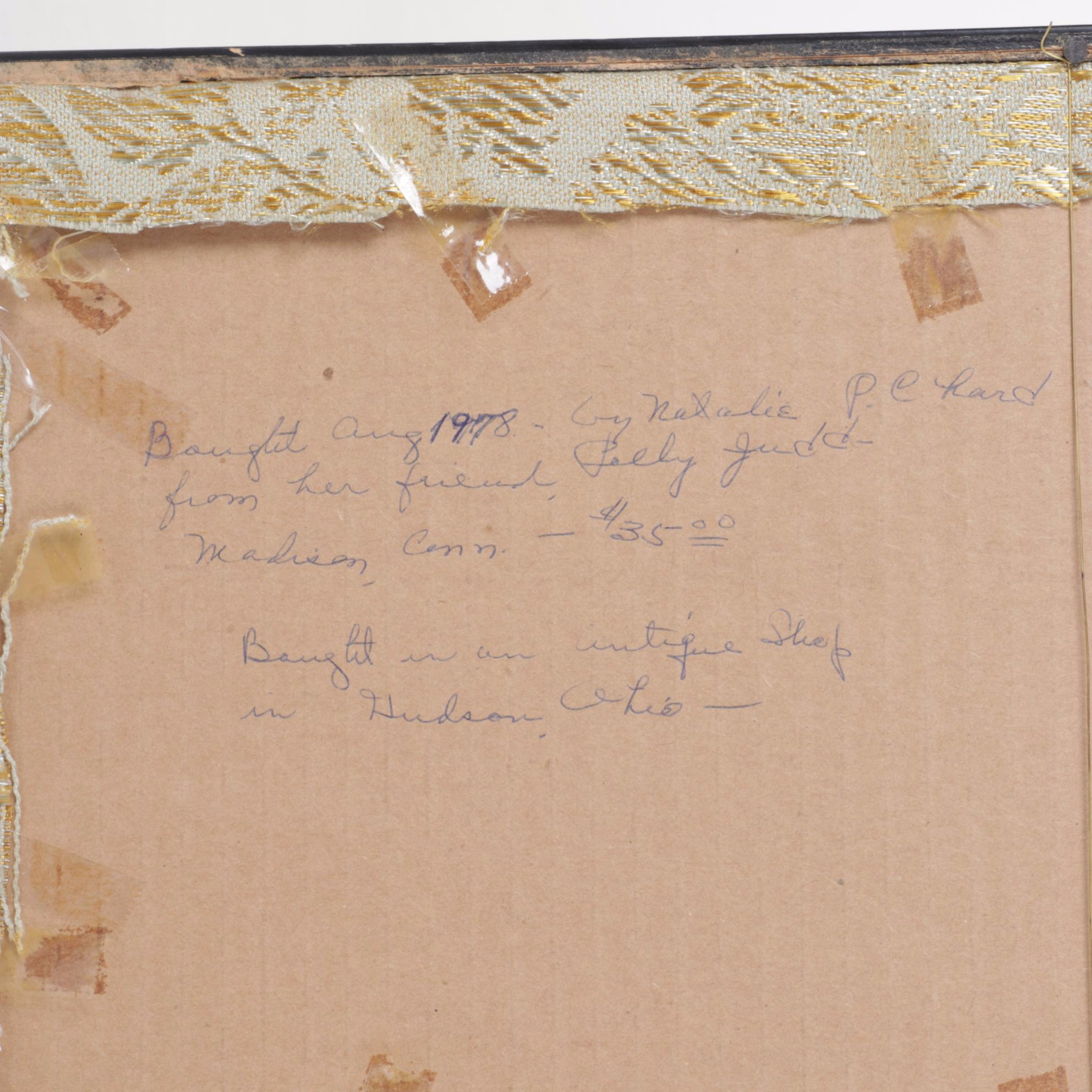 Chinese Hand-Embroidered Peonies on Peach Colored Silk Panel