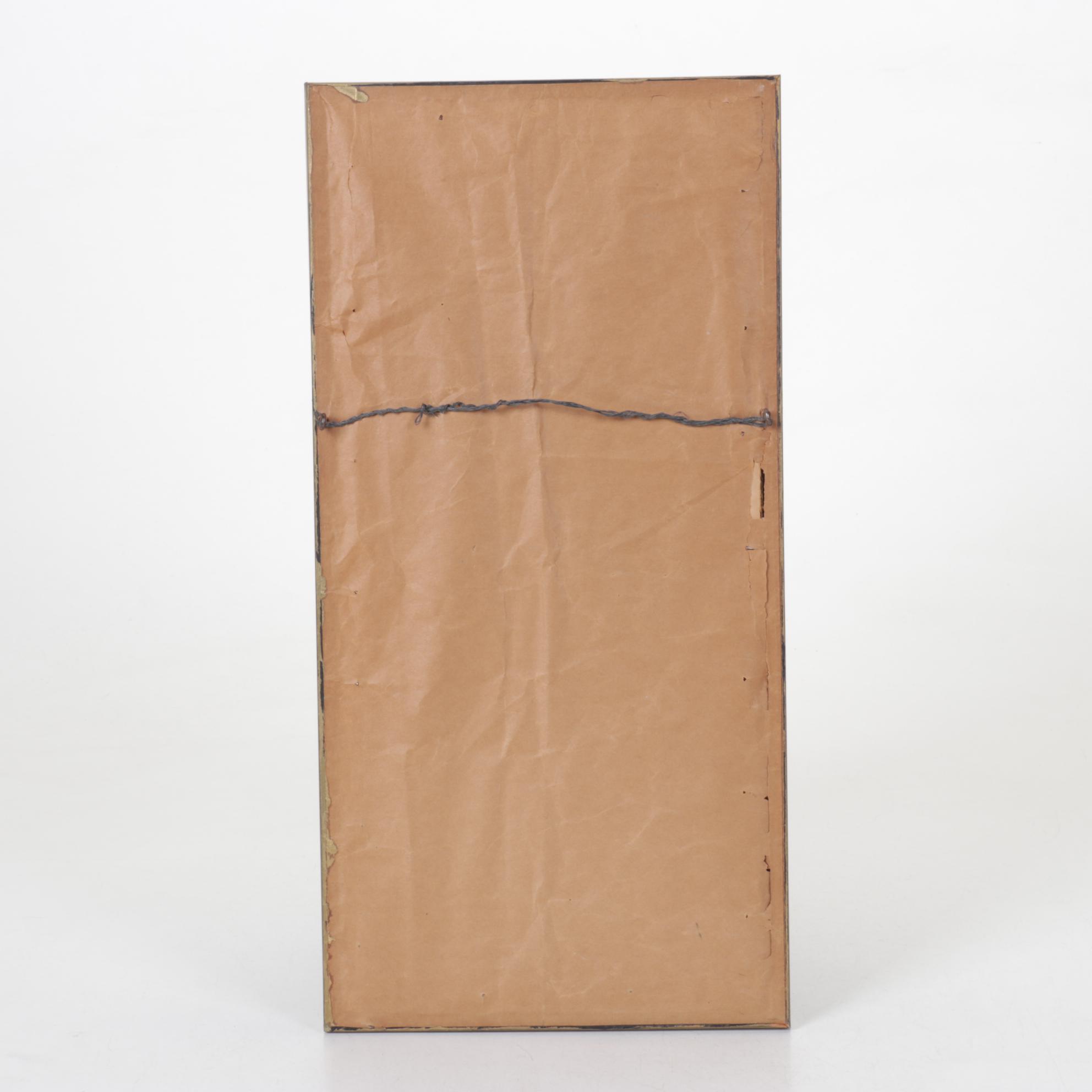 Japanese Watercolor Painting of Boats in Water at Sunset, Early 20th Century