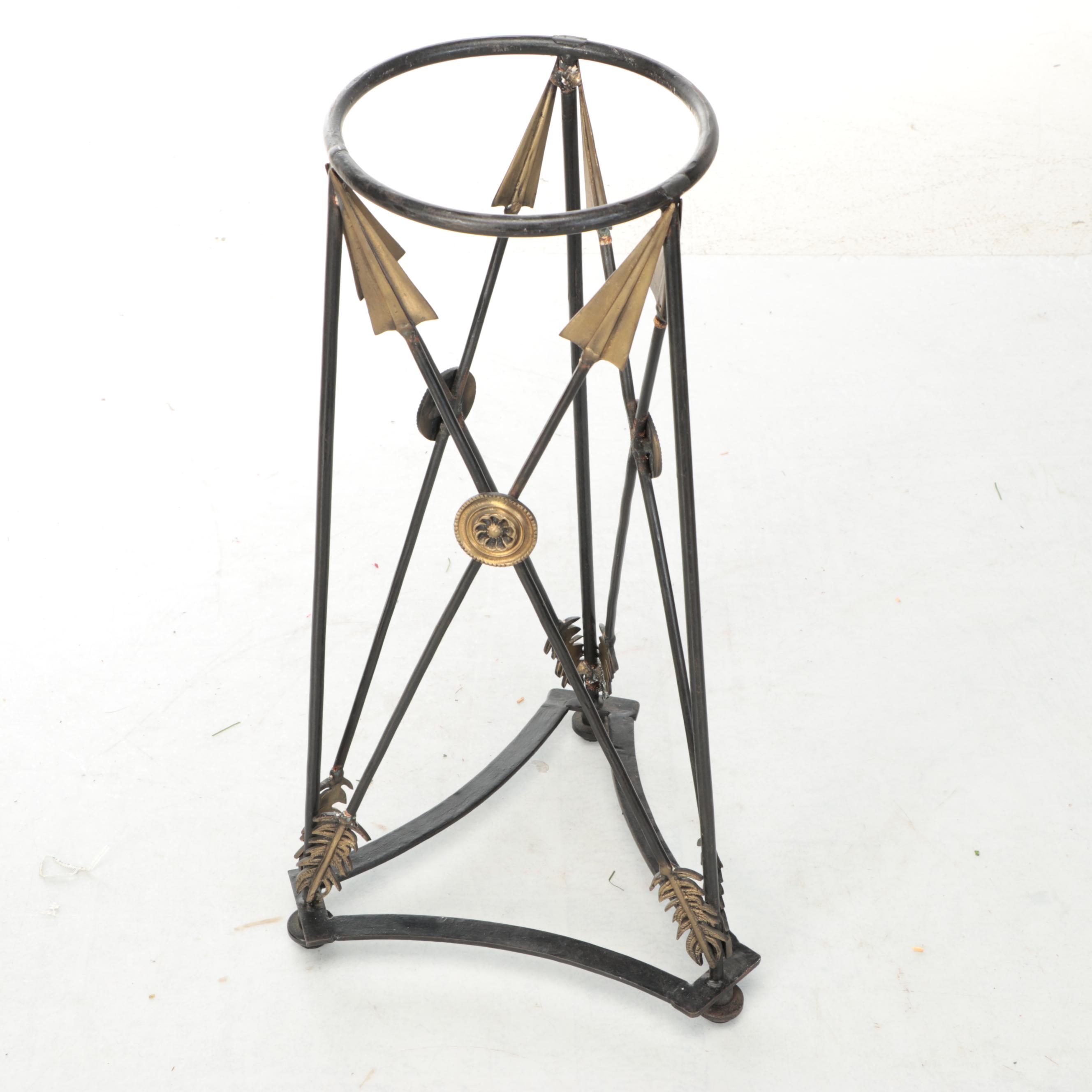 Maison Jansen Style Neoclassical Arrow and Medallion Table with Marble Top