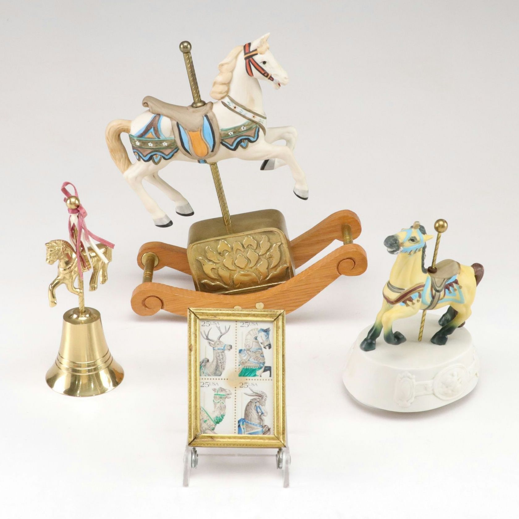 Willitts Musical Carousel & Rocking Horses with Bell and Framed Stamps