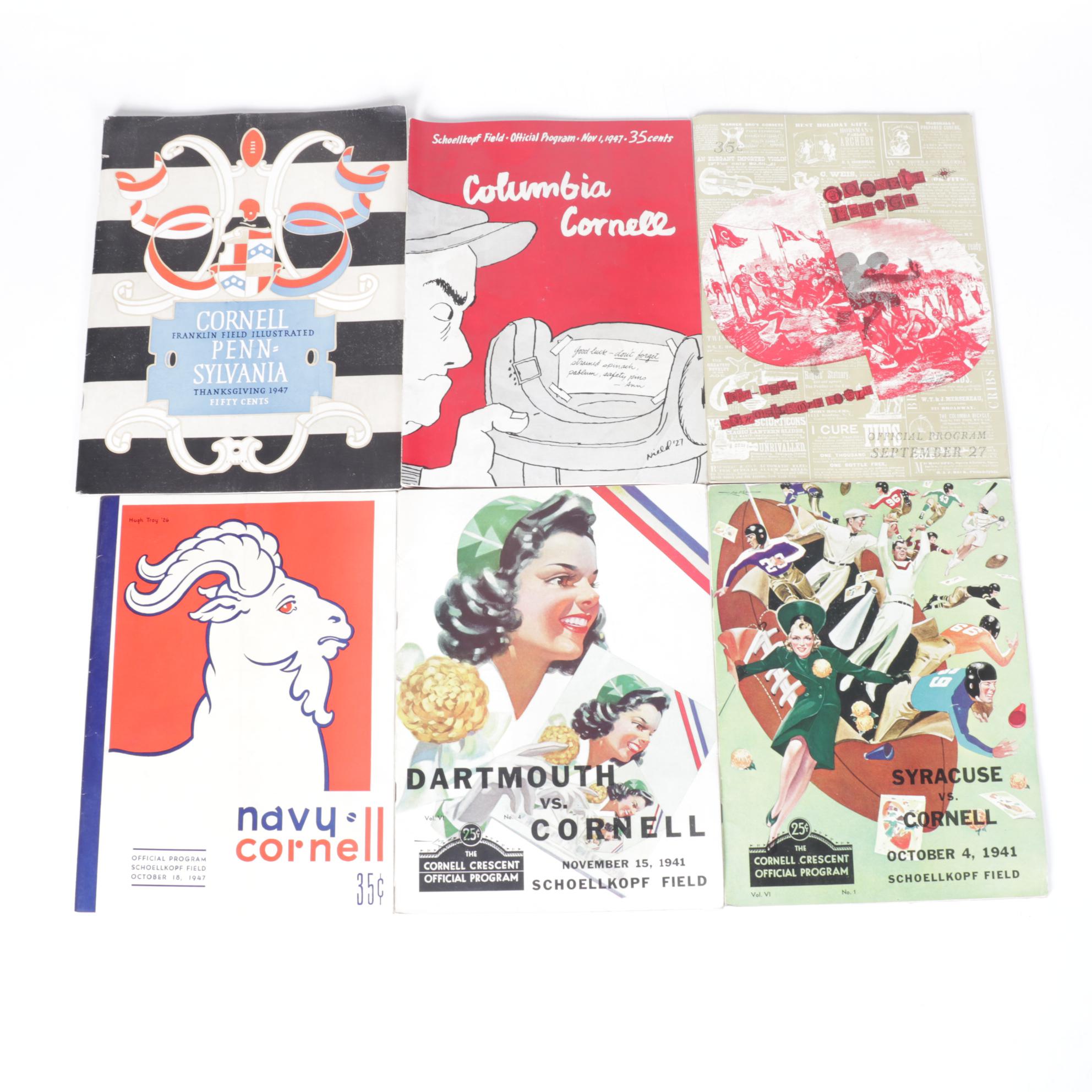 Cornell Official Football Programs From 1940s, Includes Navy & Columbia