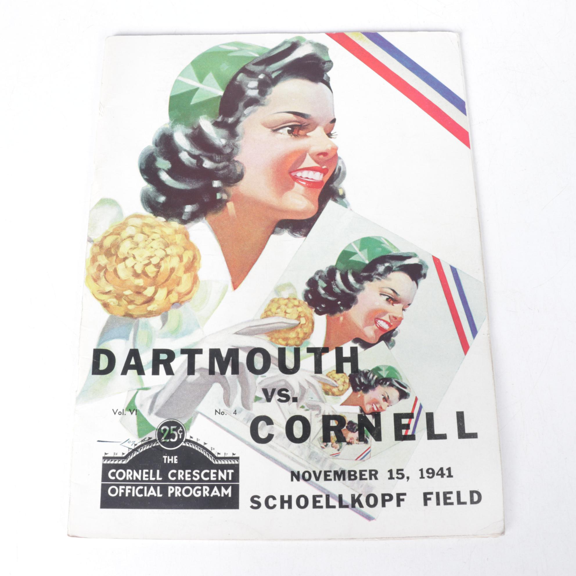 Cornell Official Football Programs From 1940s, Includes Navy & Columbia