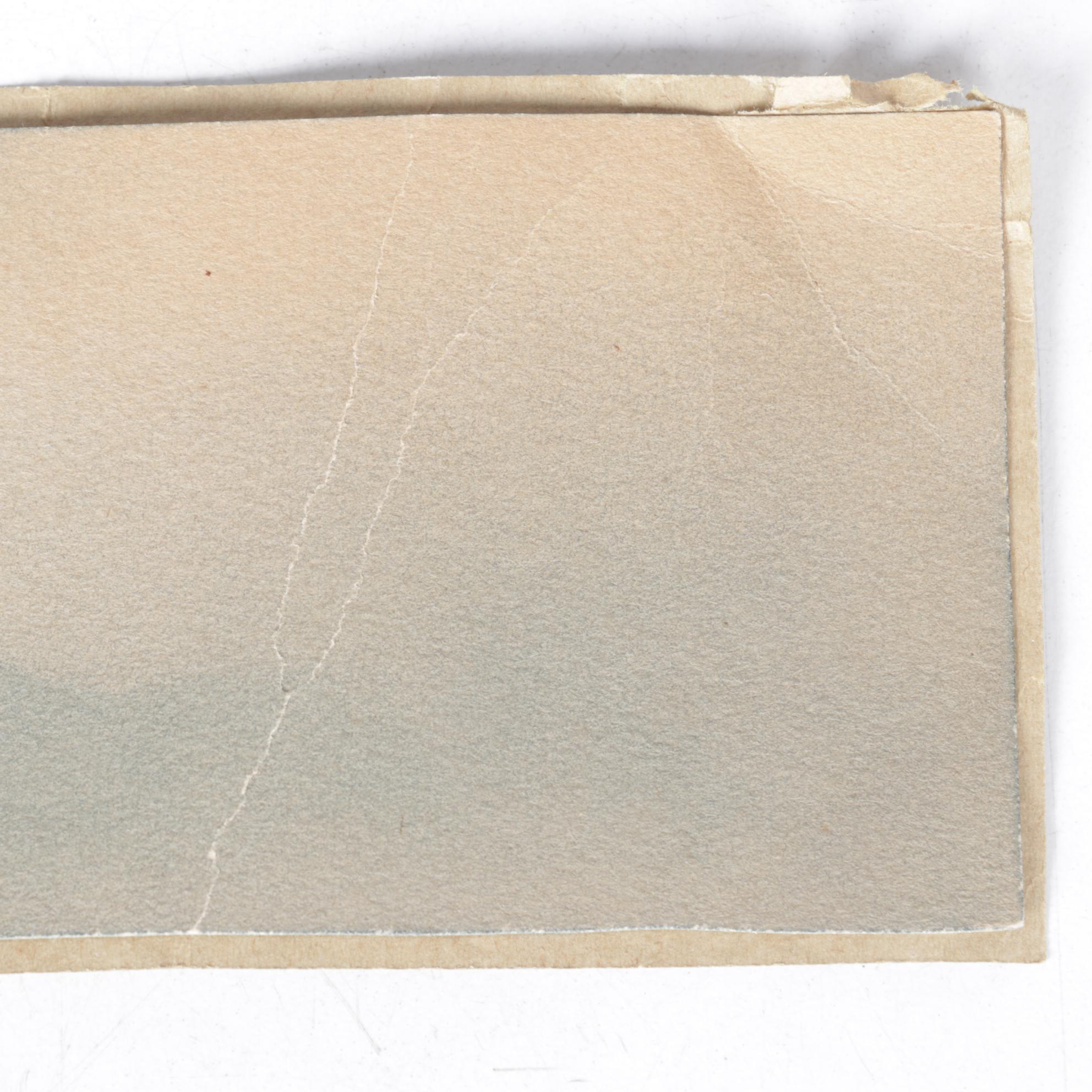 Japanese Watercolor Painting of Traveler Overlooking Moonlit Mountain Range