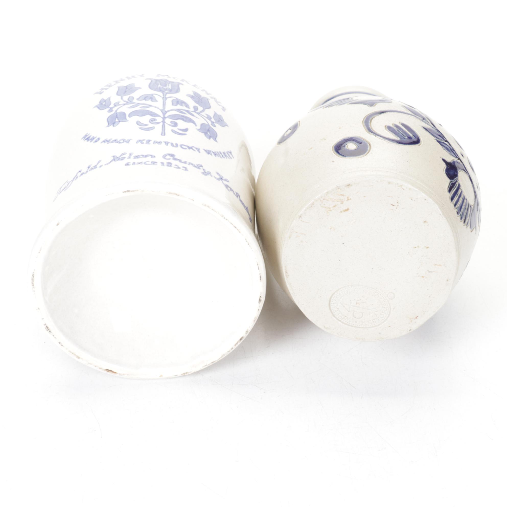 Henry McKenna Jug with Williamsburg Pitcher and Other Stoneware Crocks