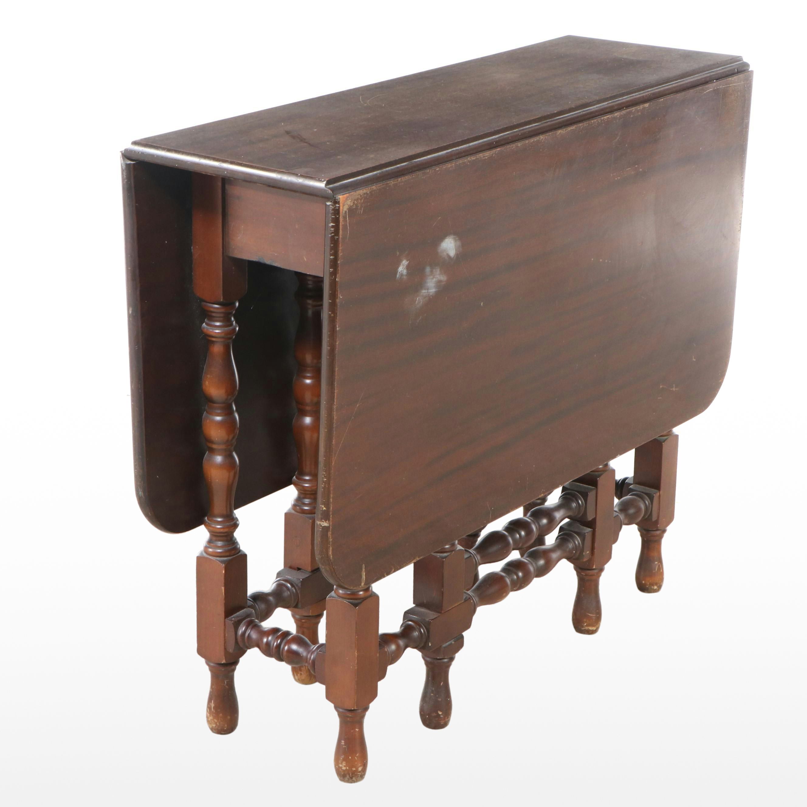 William and Mary Style Gateleg Mahogany Drop Leaf Table