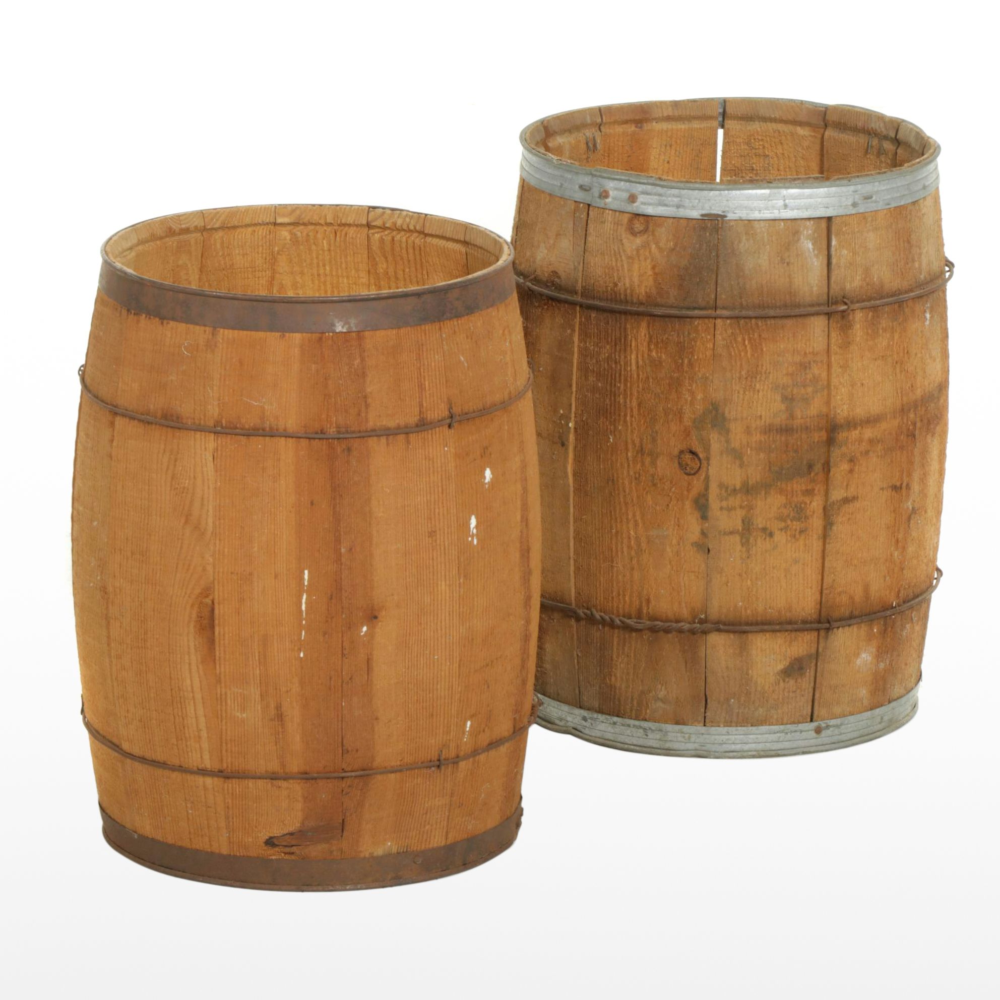 Pair of  Wood Nail Kegs, Early to Mid-20th Century