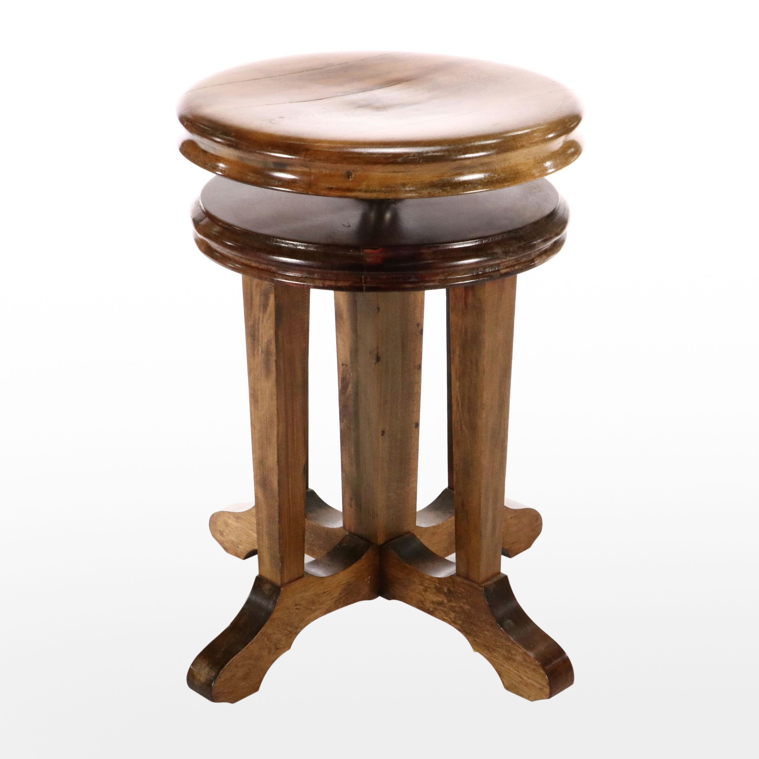Circular Mahogany Adjustable Swivel Stool