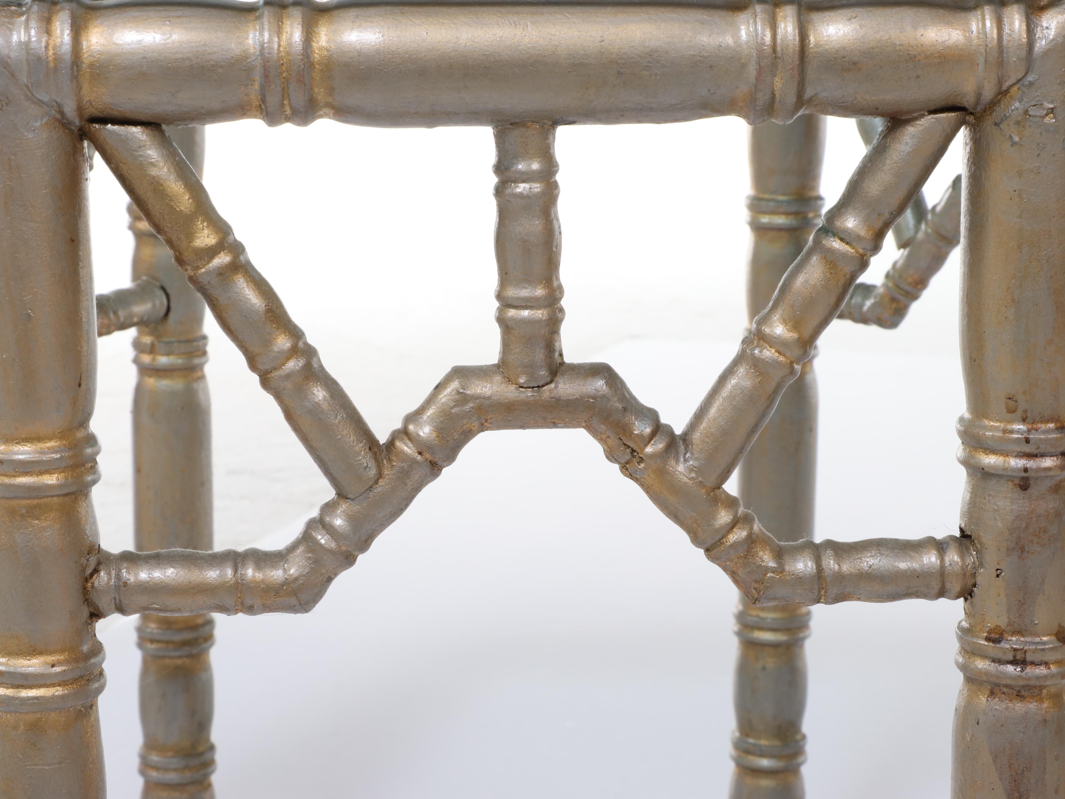 Glass and Faux Bamboo Accent Table, Mid to Late 20th Century