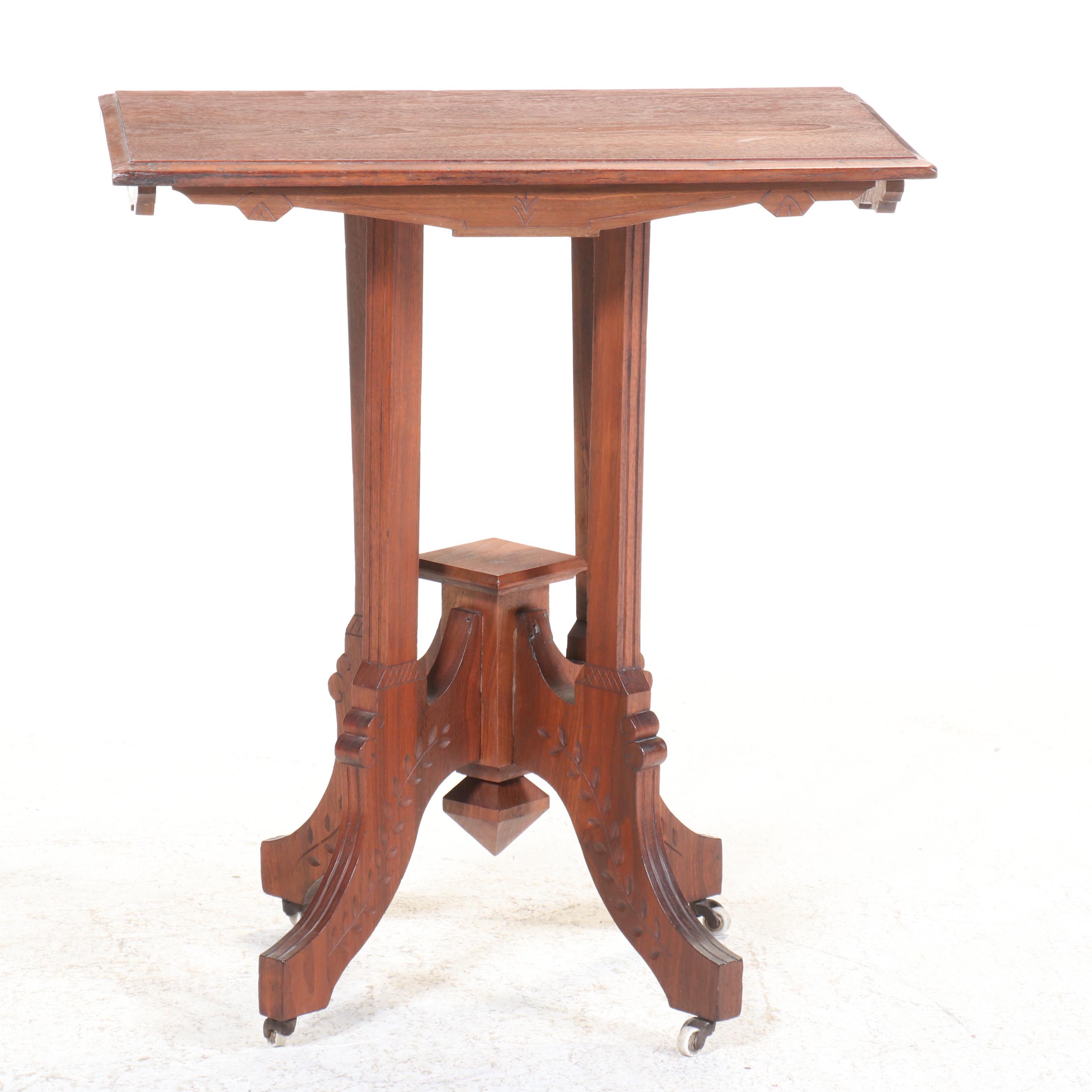 Victorian Eastlake Walnut Occasional Table, Late 19th Century