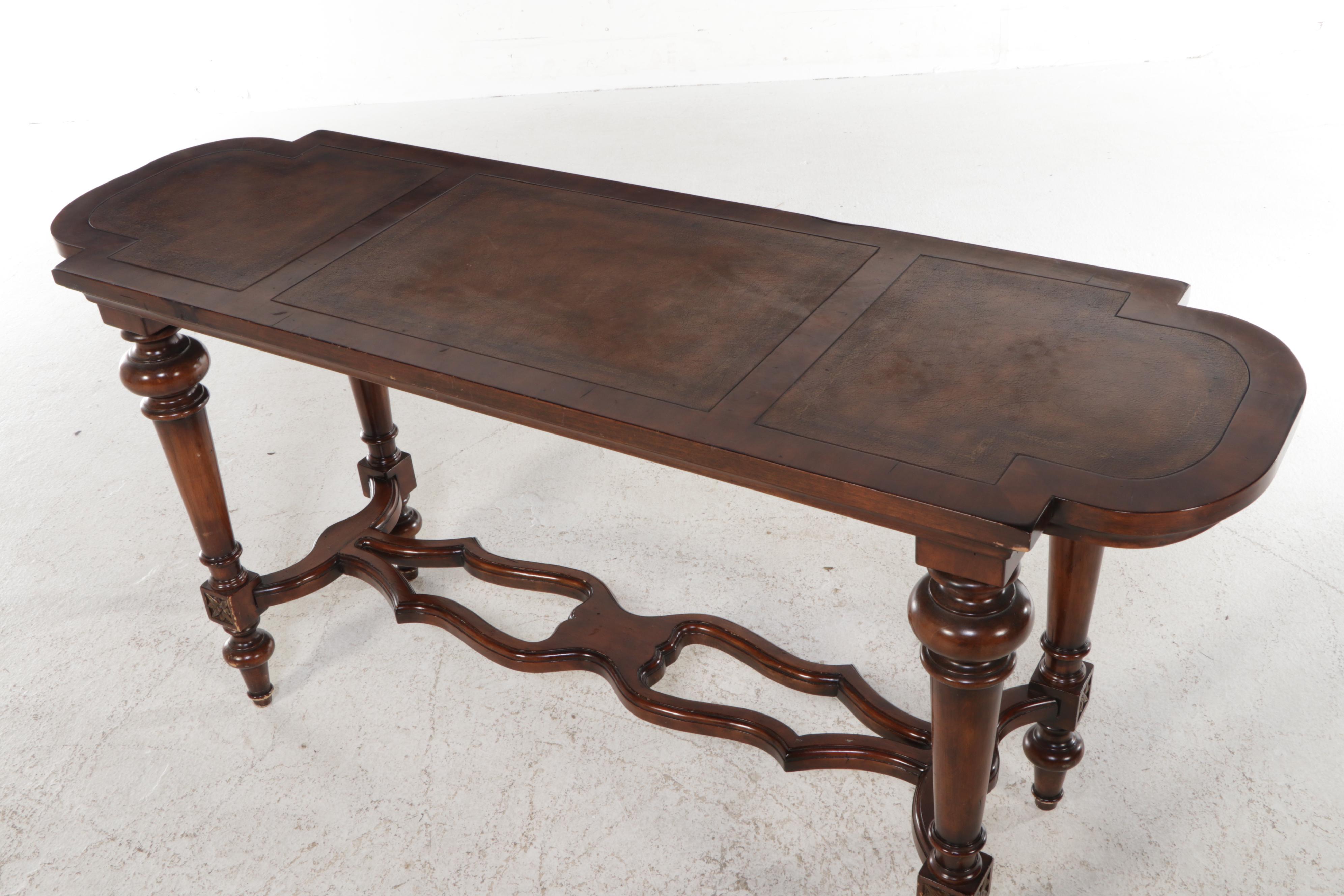 Jacobean Style Mahogany Finish Console Table