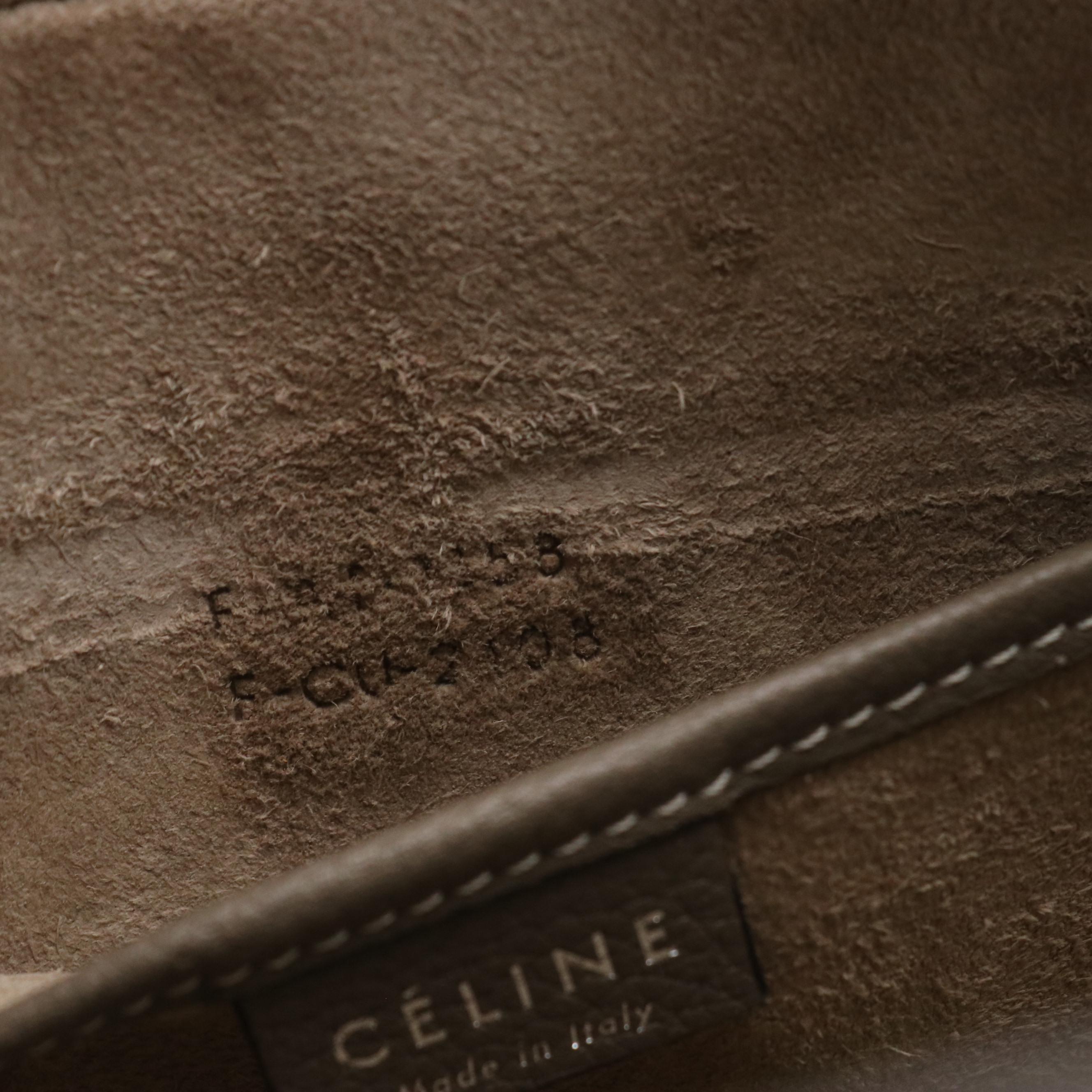 Celine Nano Luggage Two-Way Tote in Gray Grained Calfskin Leather