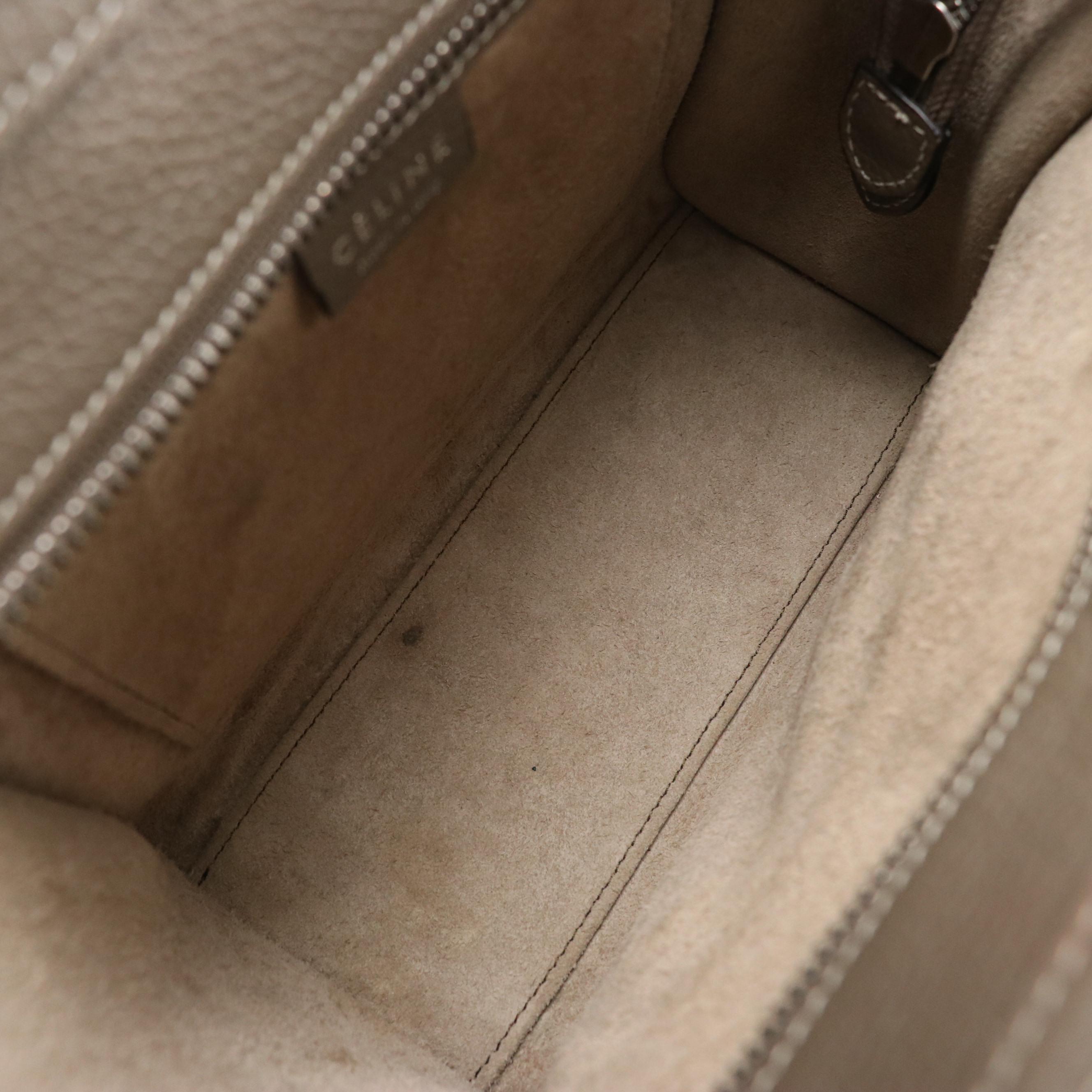 Celine Nano Luggage Two-Way Tote in Gray Grained Calfskin Leather