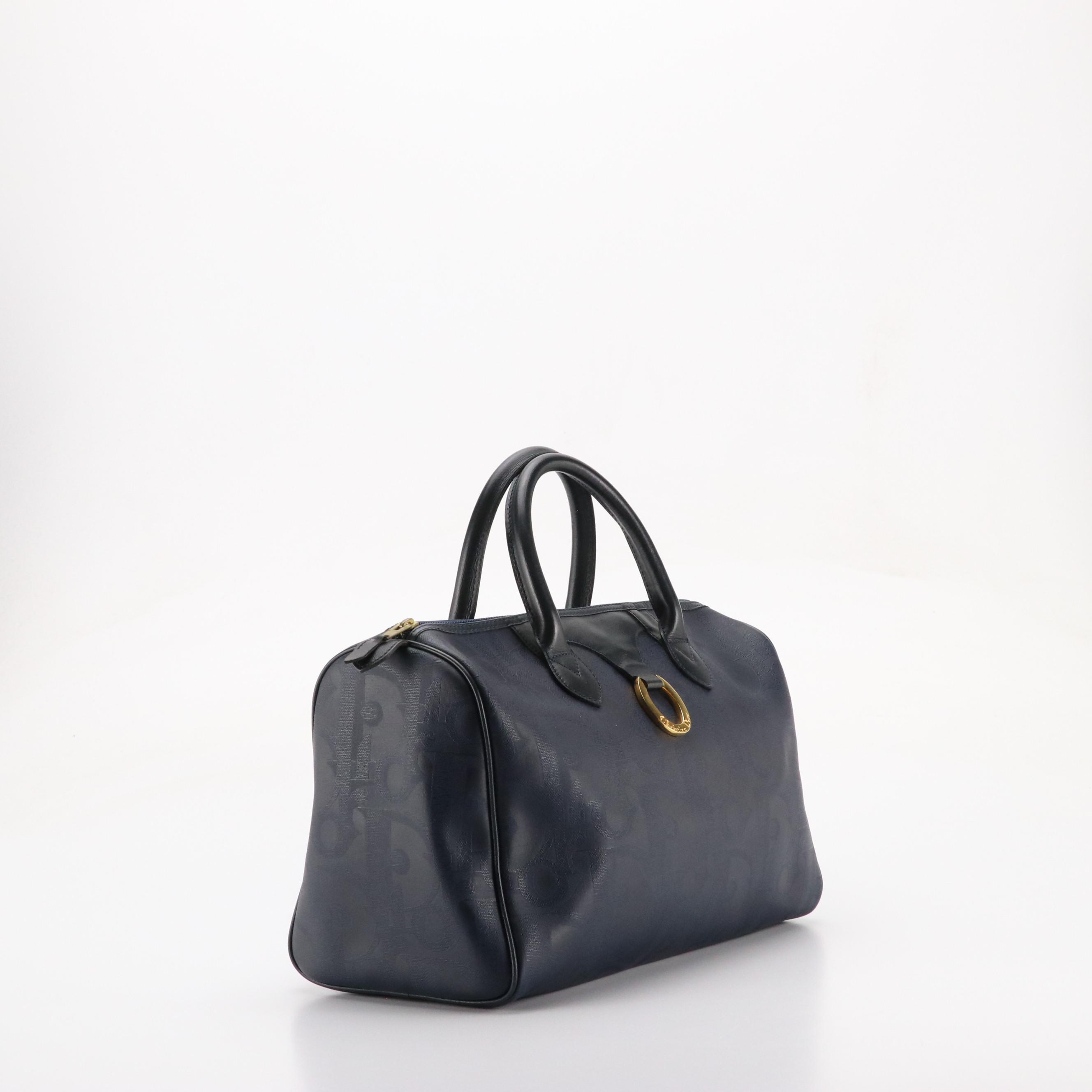 Christian Dior Boston Weekender Bag in Navy Blue Diorissimo Canvas and Leather