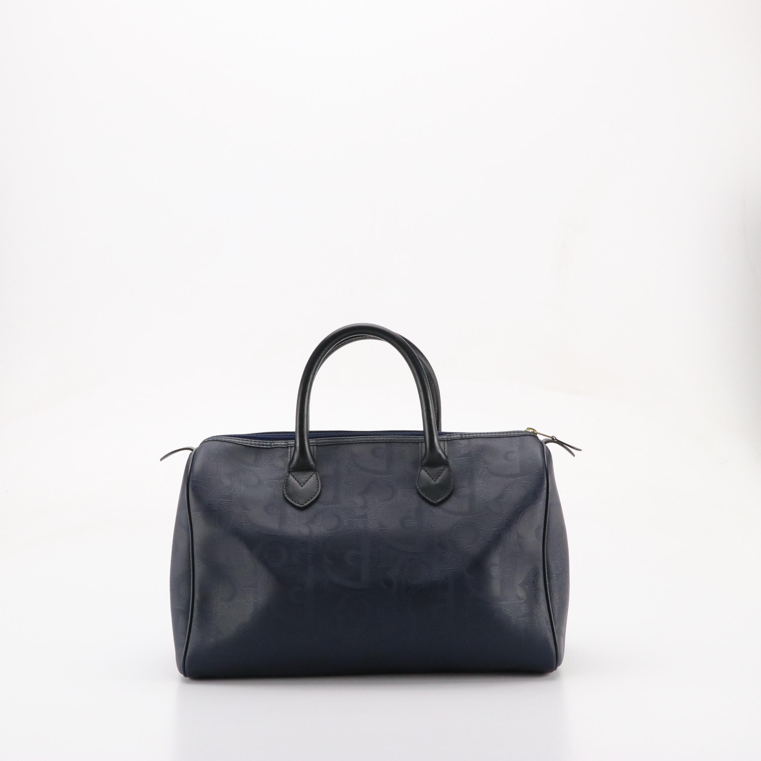 Christian Dior Boston Weekender Bag in Navy Blue Diorissimo Canvas and Leather