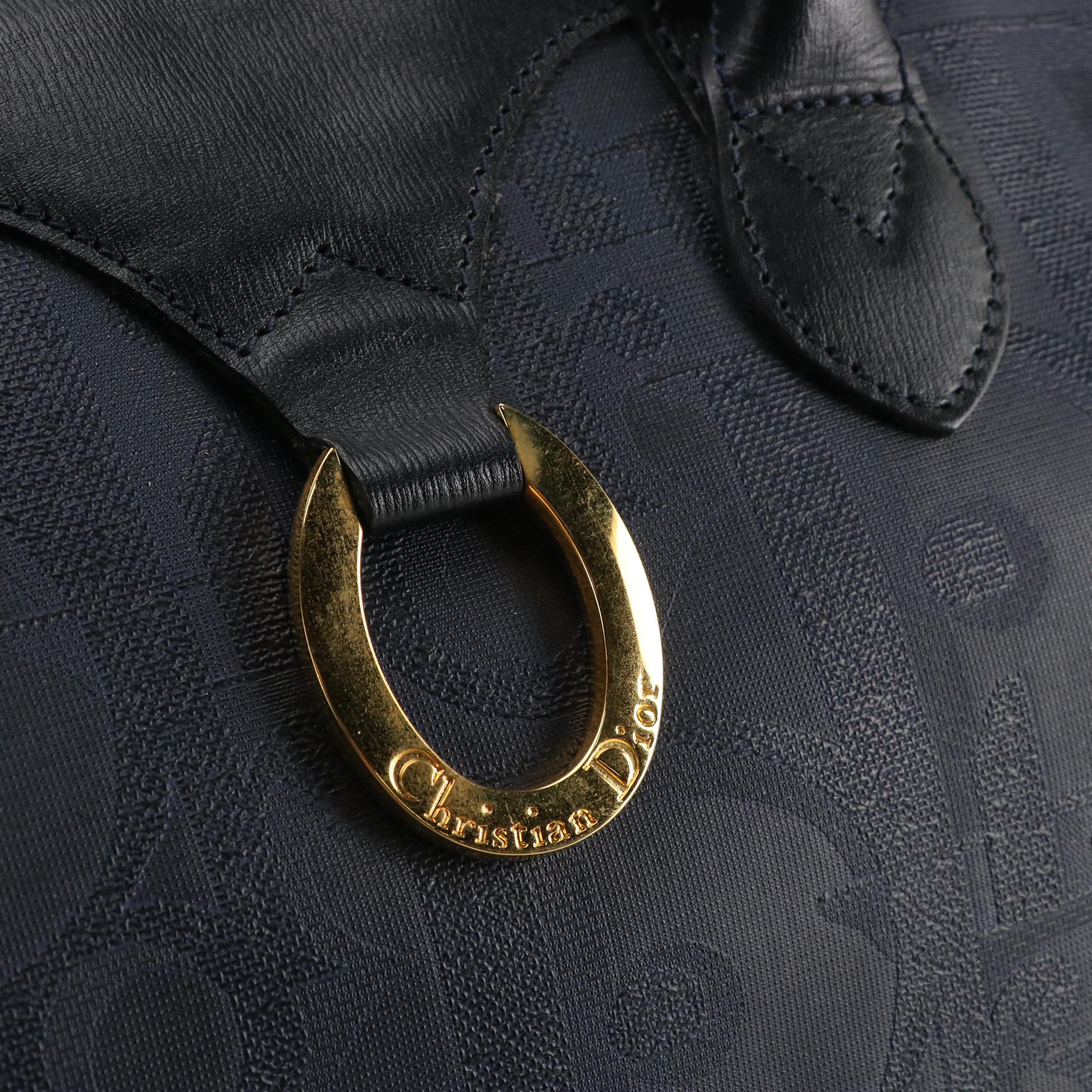 Christian Dior Boston Weekender Bag in Navy Blue Diorissimo Canvas and Leather