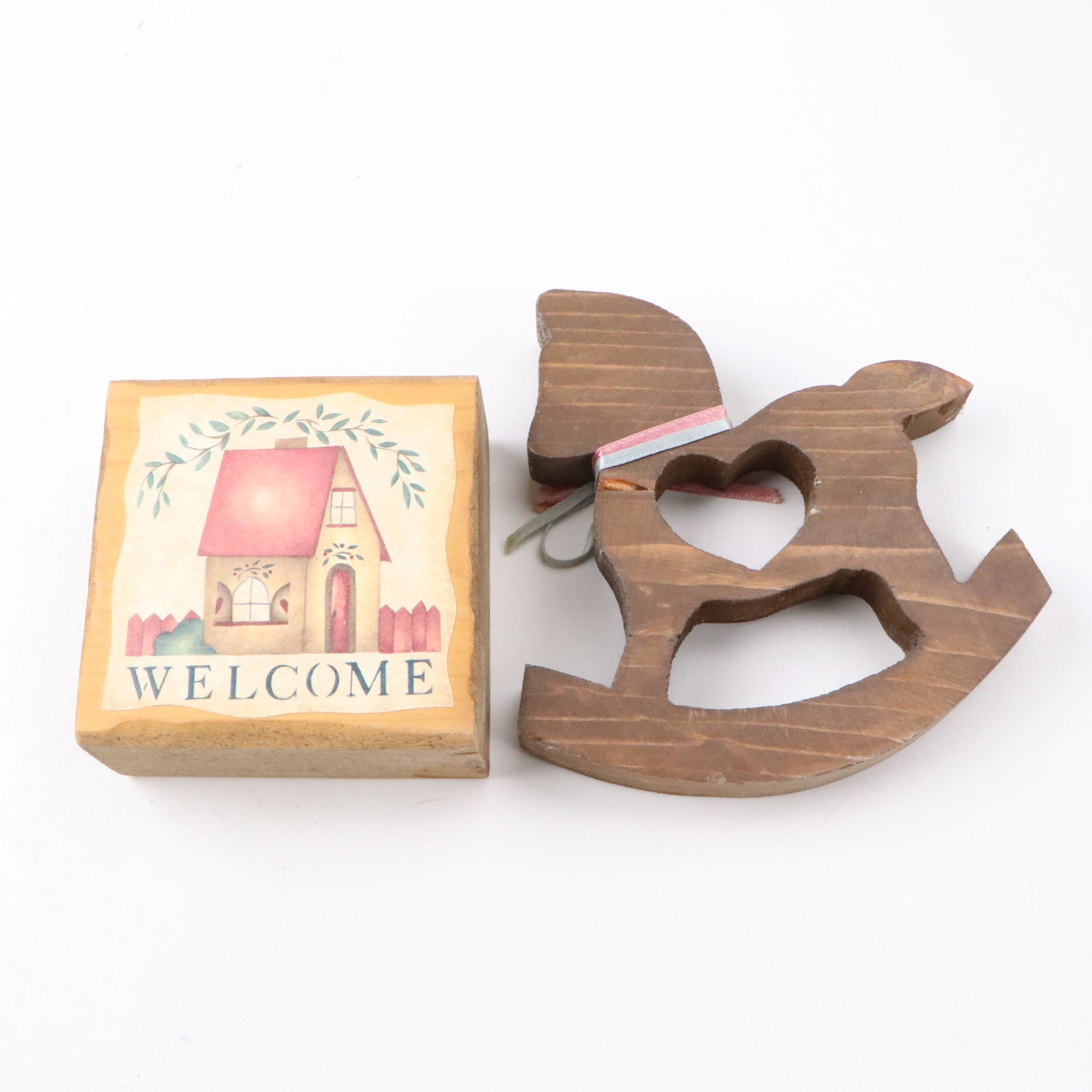 Paint-Decorated Wood Bird Houses and Decorative Accents