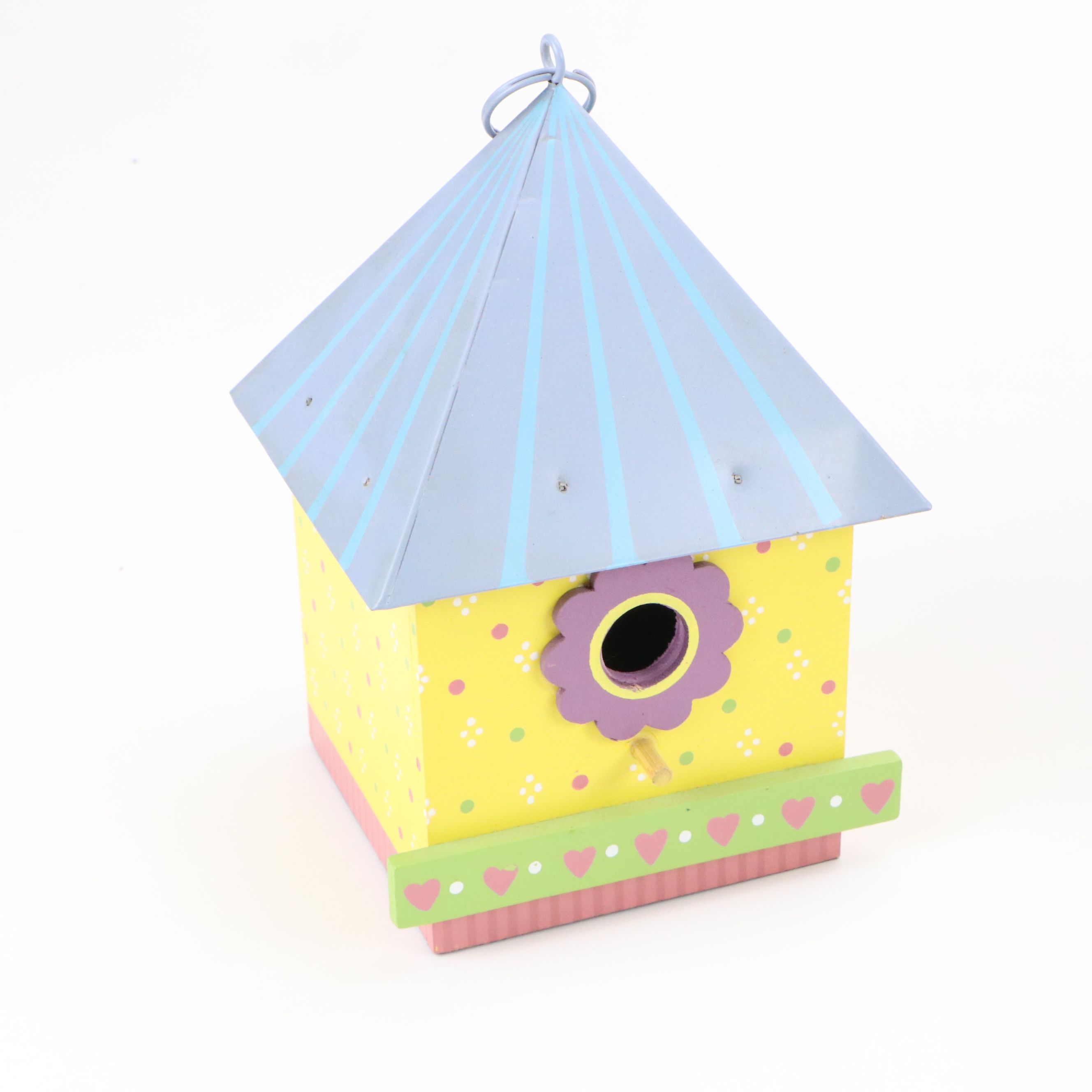 Paint-Decorated Wood Bird Houses and Decorative Accents