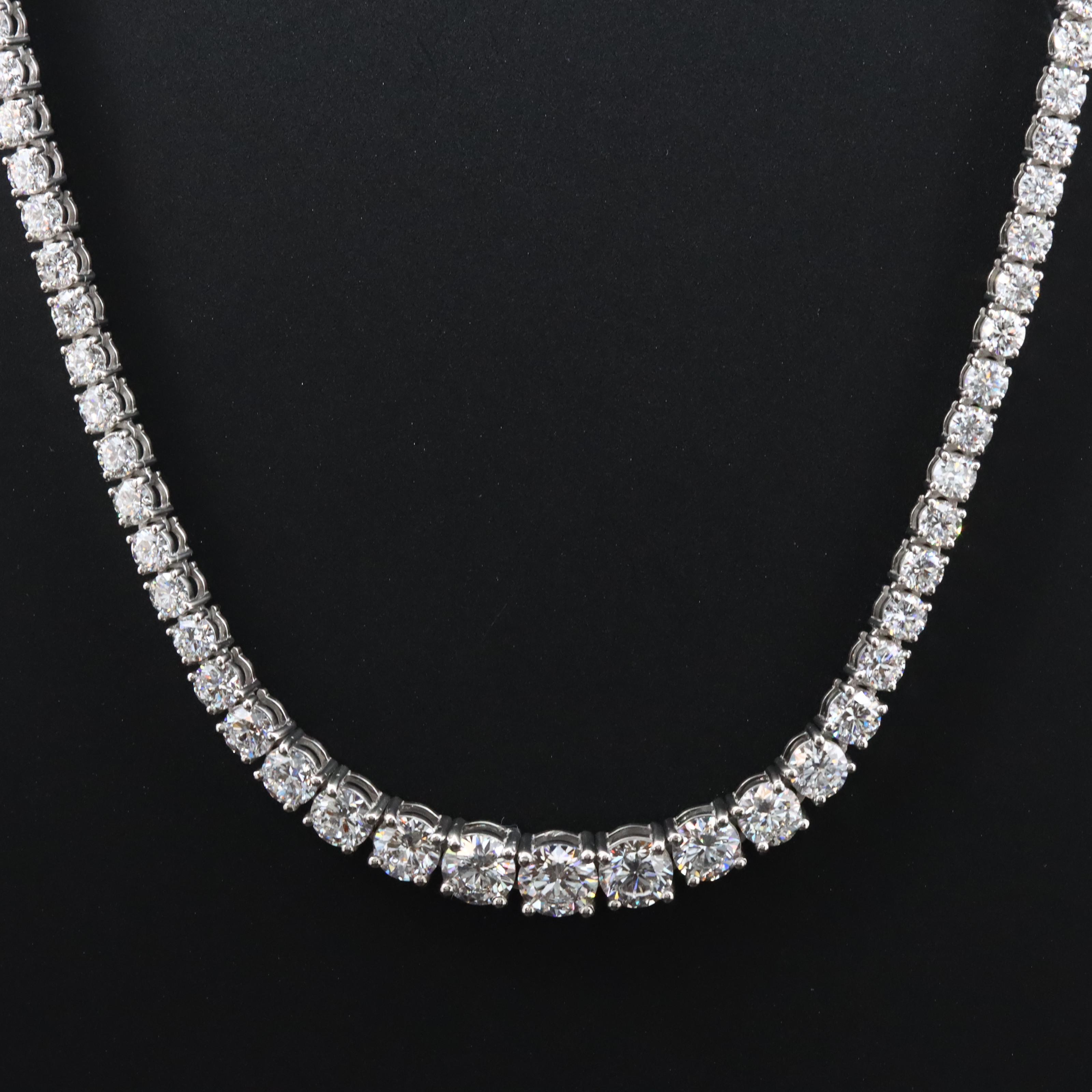 Platinum 13.08 CTW Lab Grown Diamond Riviera Necklace