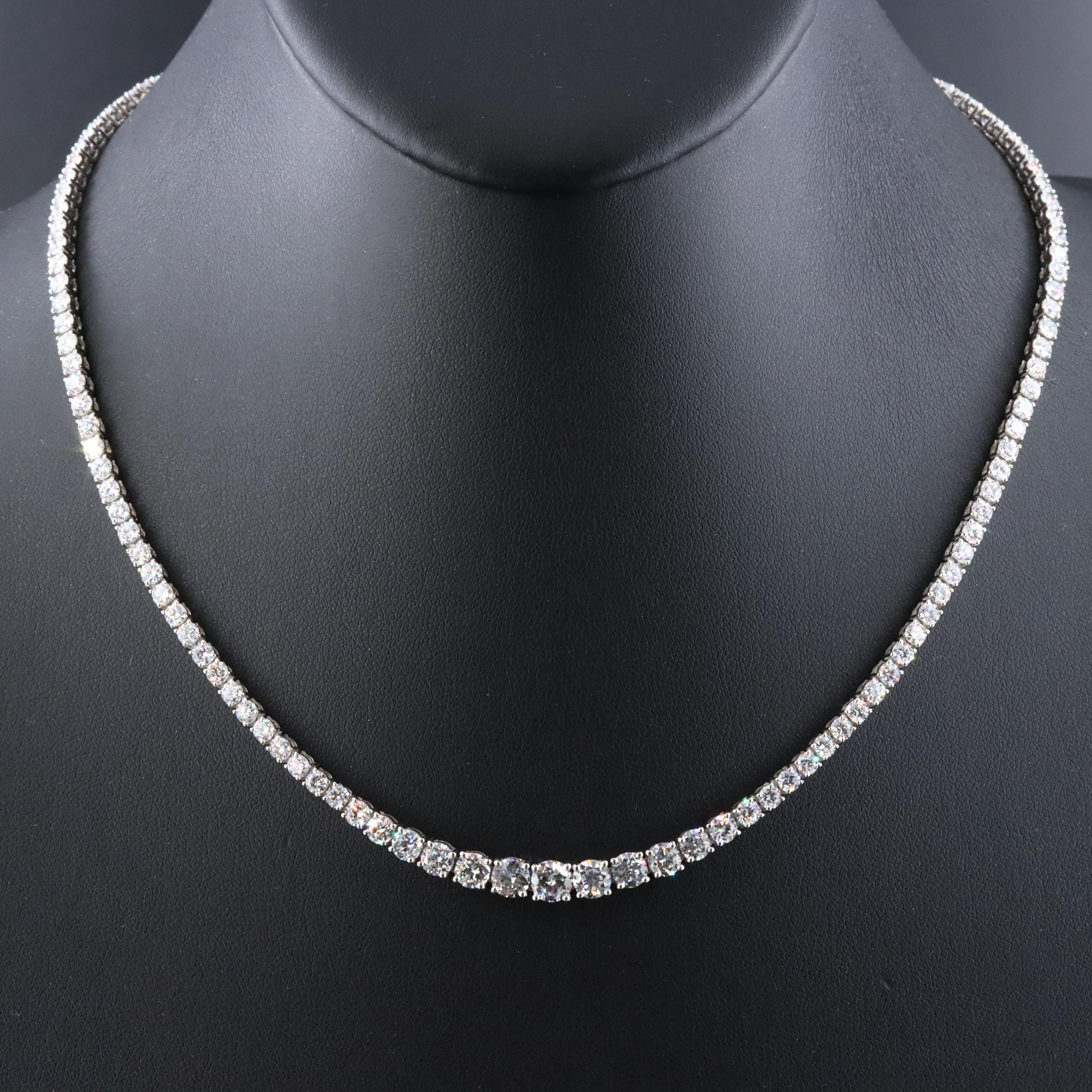 Platinum 13.08 CTW Lab Grown Diamond Riviera Necklace