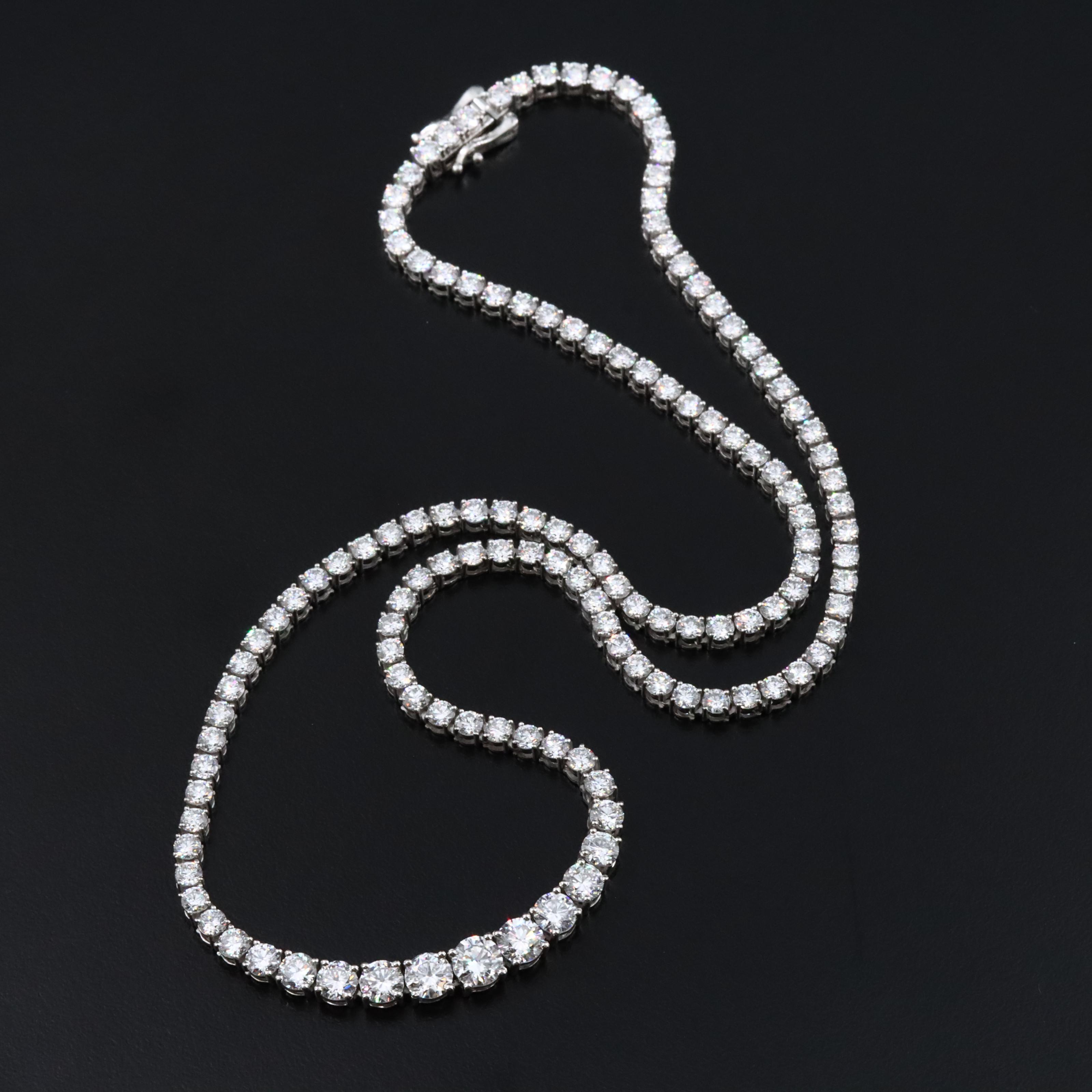 Platinum 13.08 CTW Lab Grown Diamond Riviera Necklace