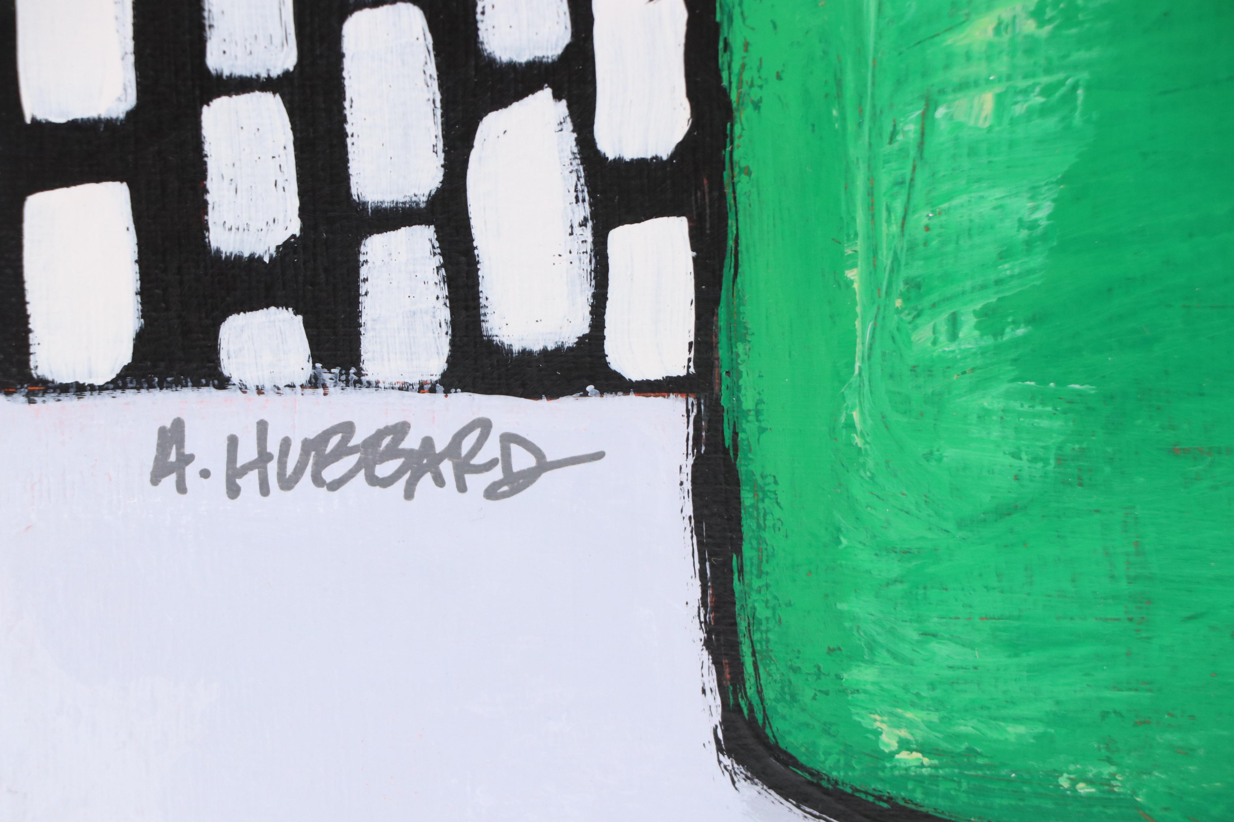 Angie Hubbard Stylized Floral Still Life Acrylic Painting, 21st Century