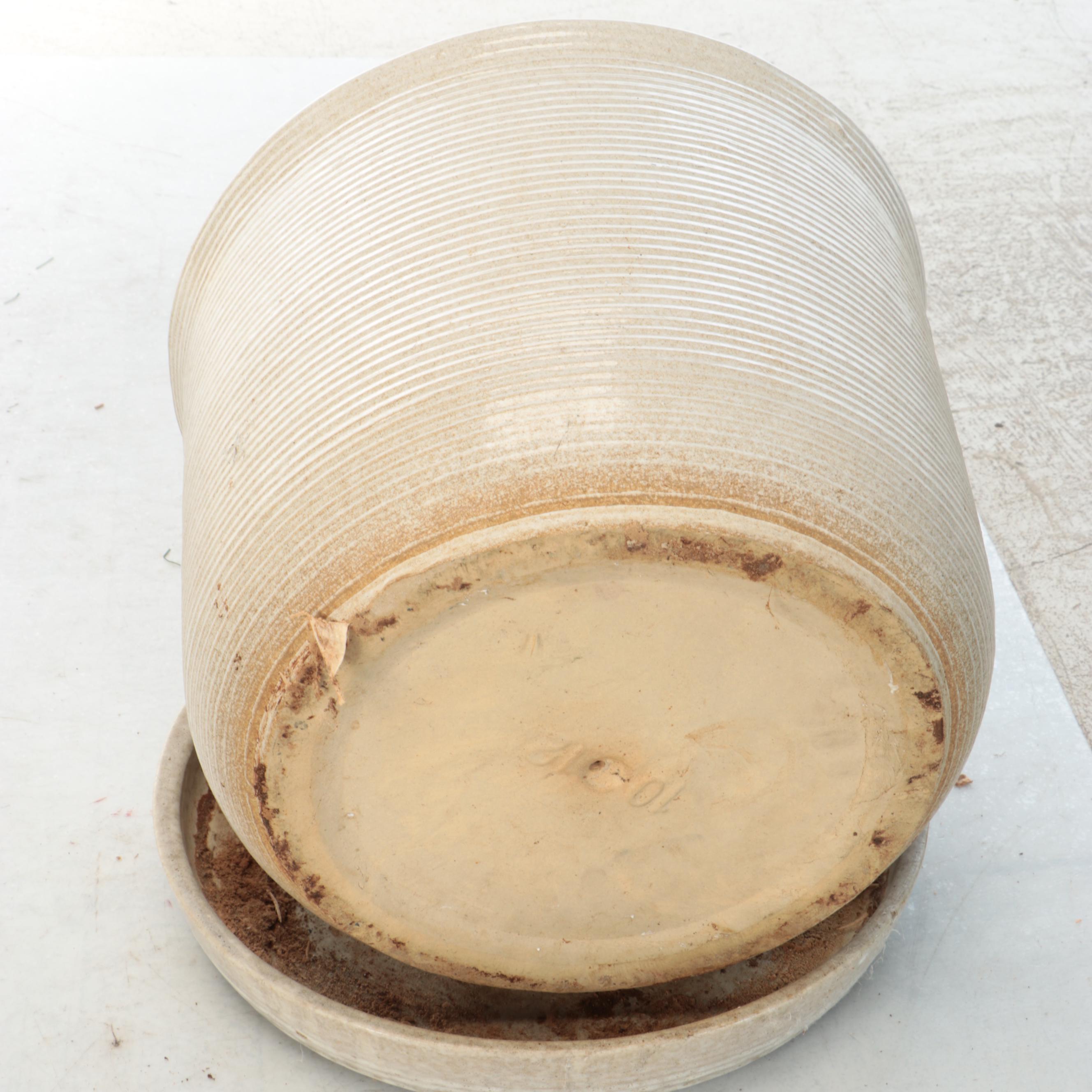 Green Glazed Ceramic Bird Bath with Outdoor Planter and Drip Plate