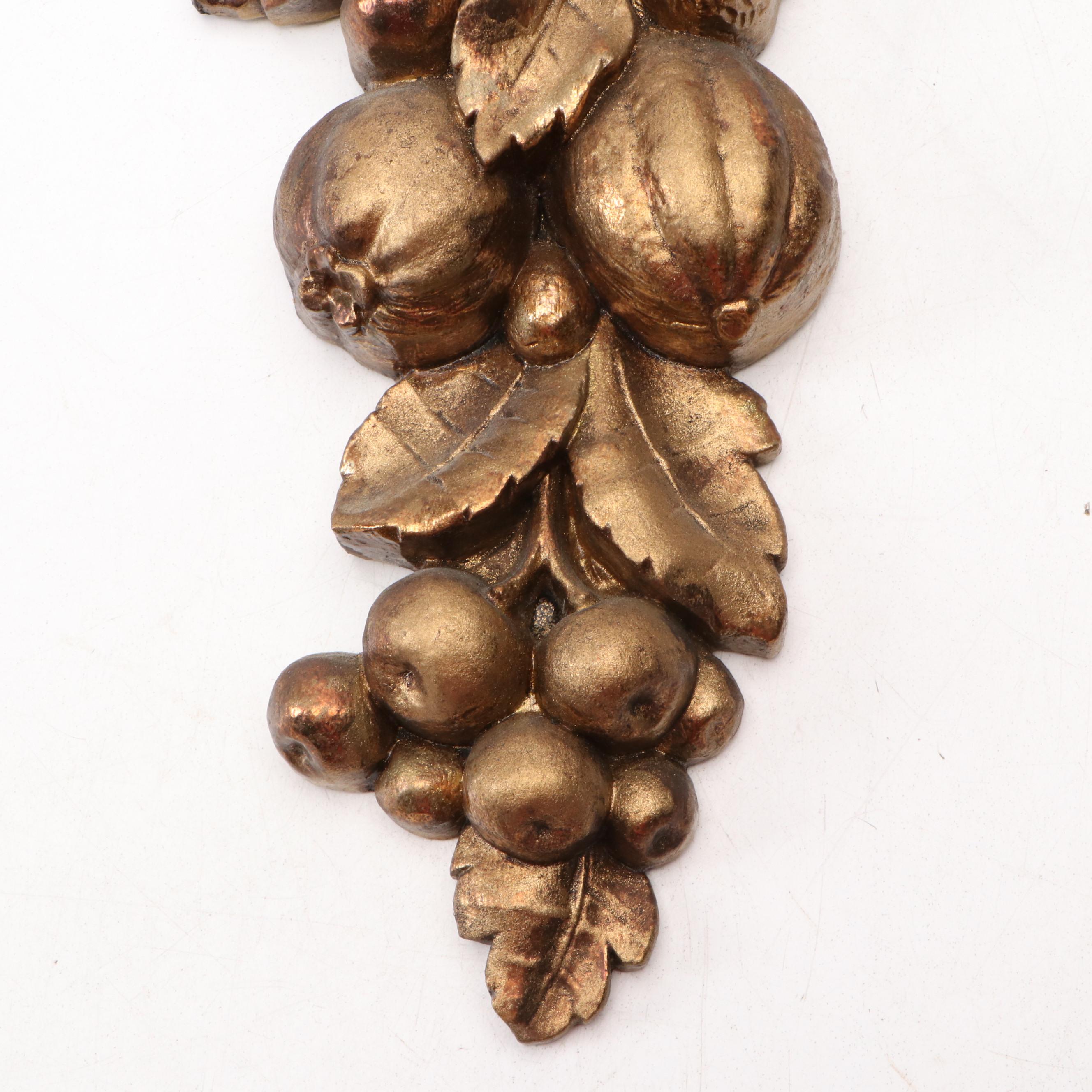 Syroco Hollywood Regency Gilt Finished Wood Fruit Wall Hangings