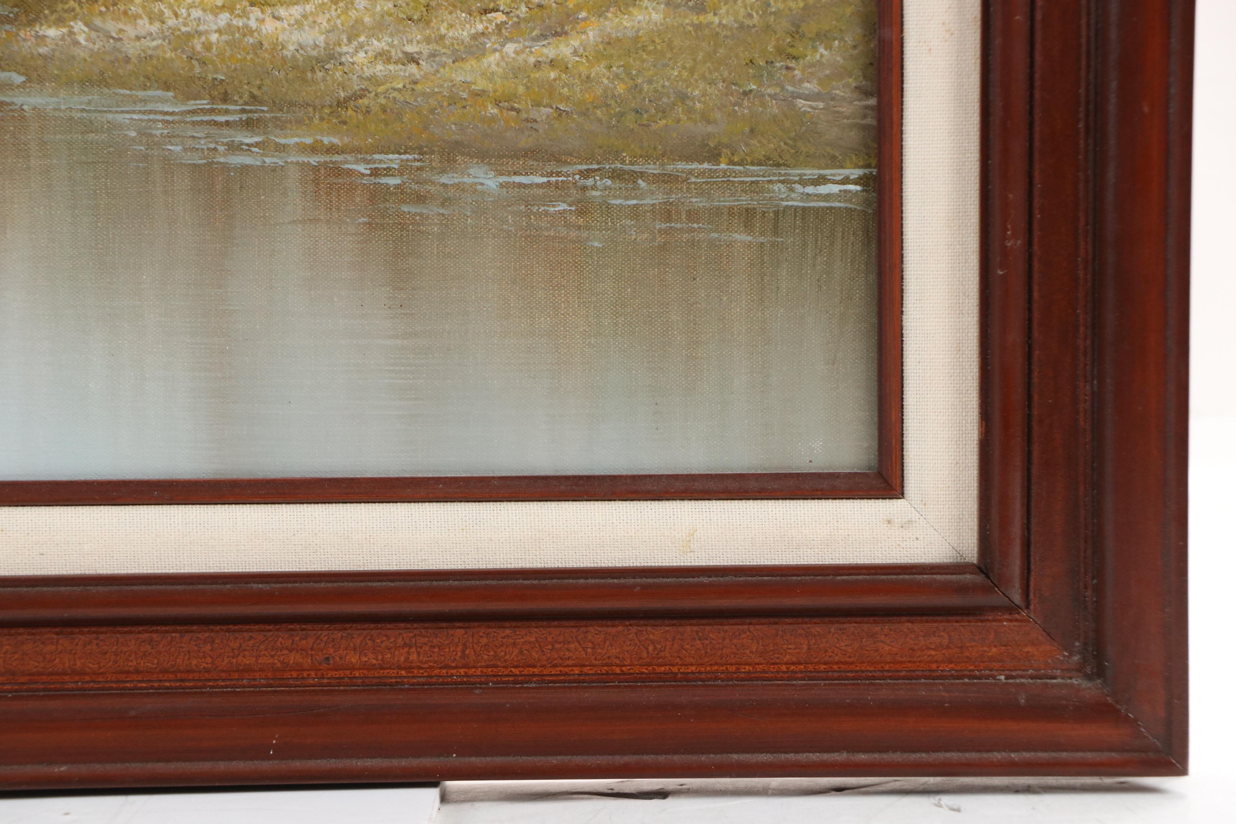 Rusima Landscape Oil Painting of Forest Stream with Distant Mountain