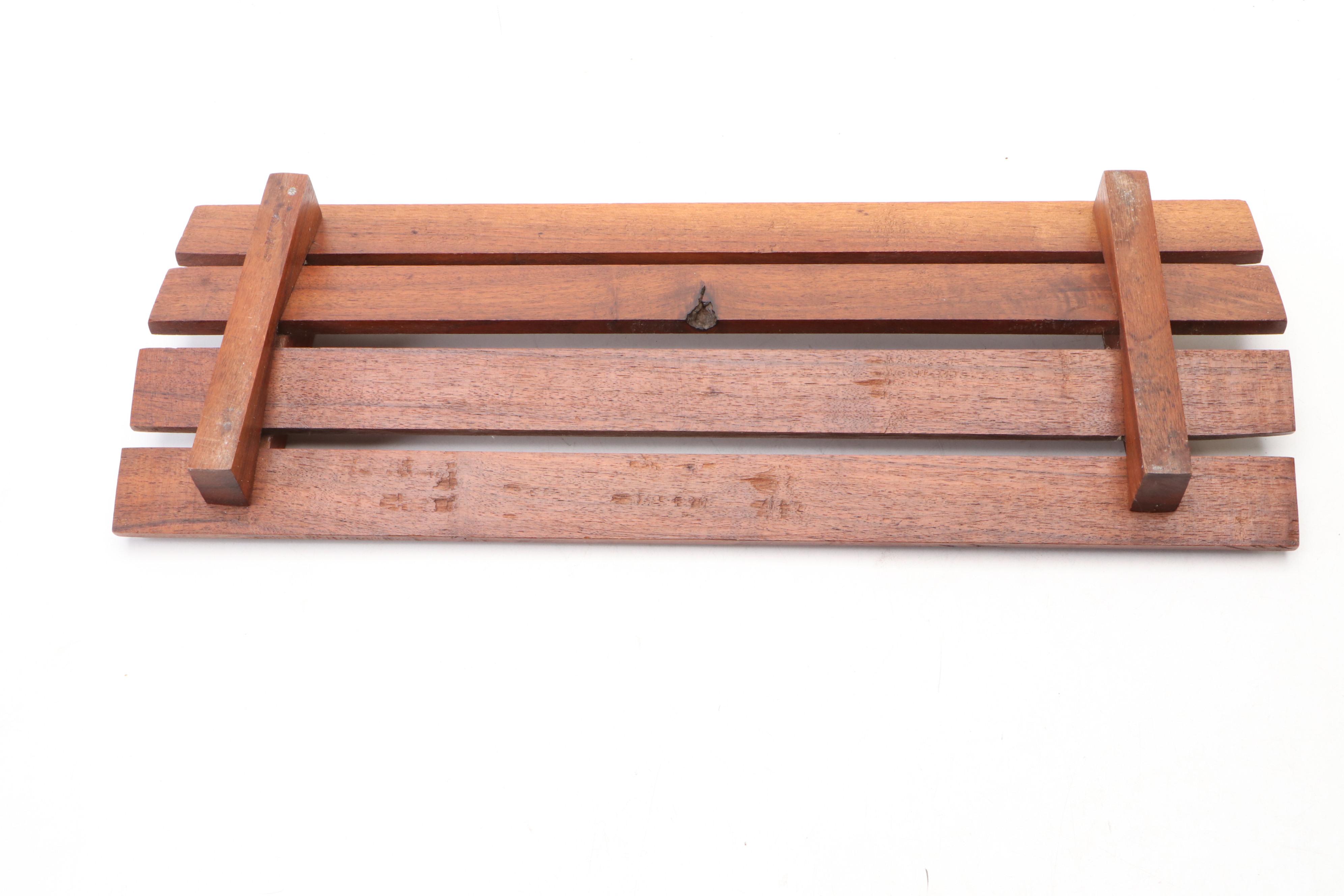 Carved Wooden Dough Bowl and Trencher with Table Basket