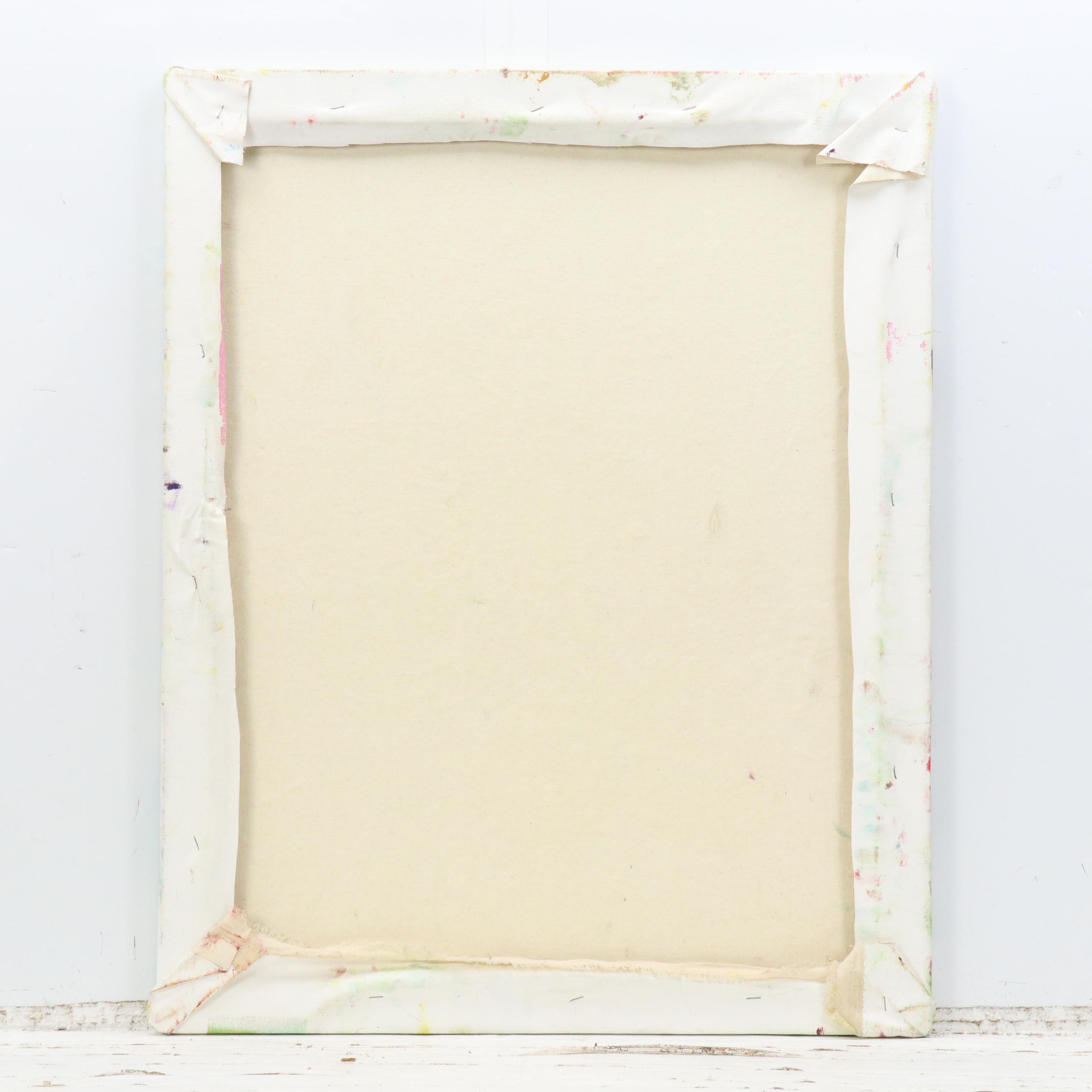 Janice Guttman Stylized Floral Acrylic Painting, Late 20th Century