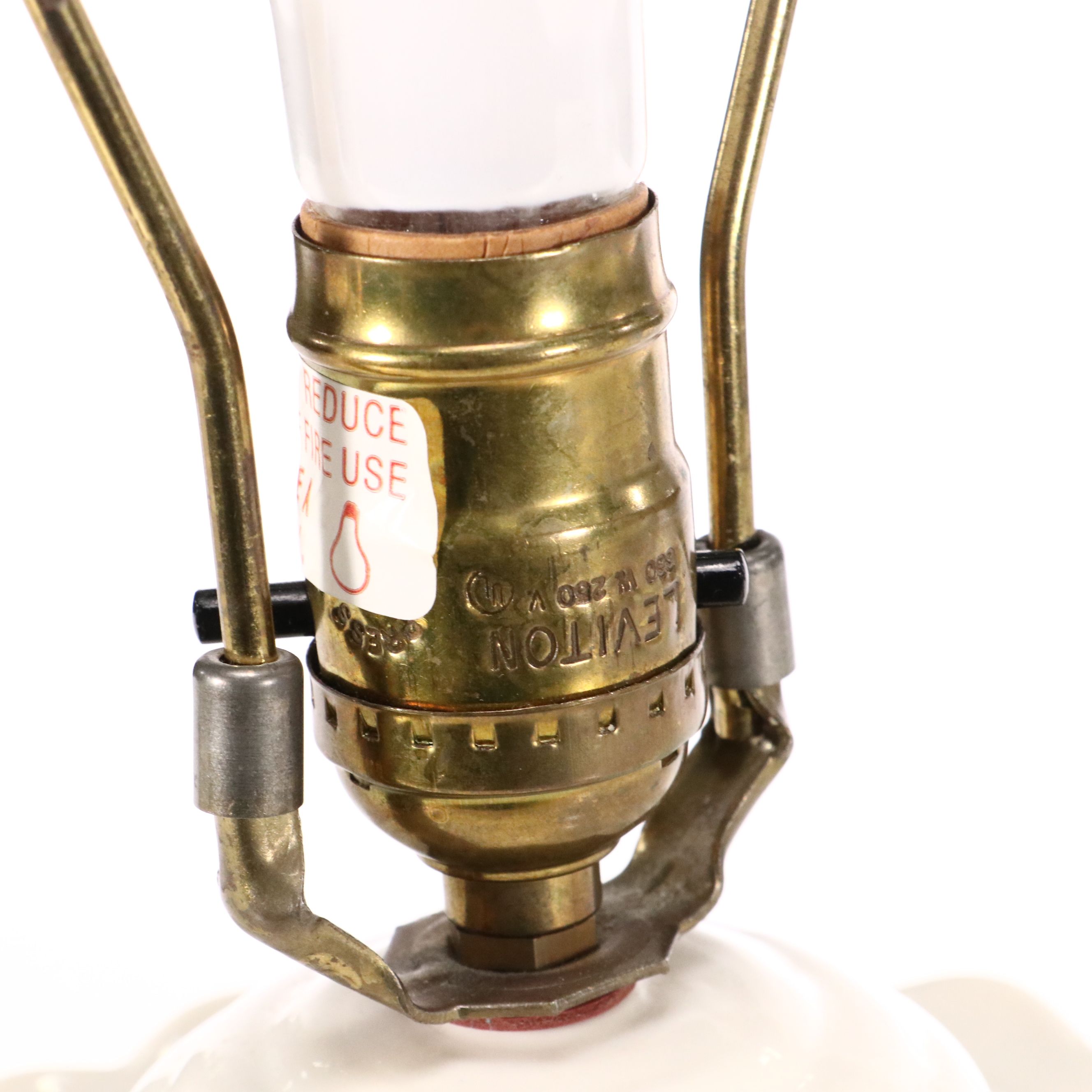 Belleek China Paint-Decorated Table Lamp with Gold Trim Fabric Shade