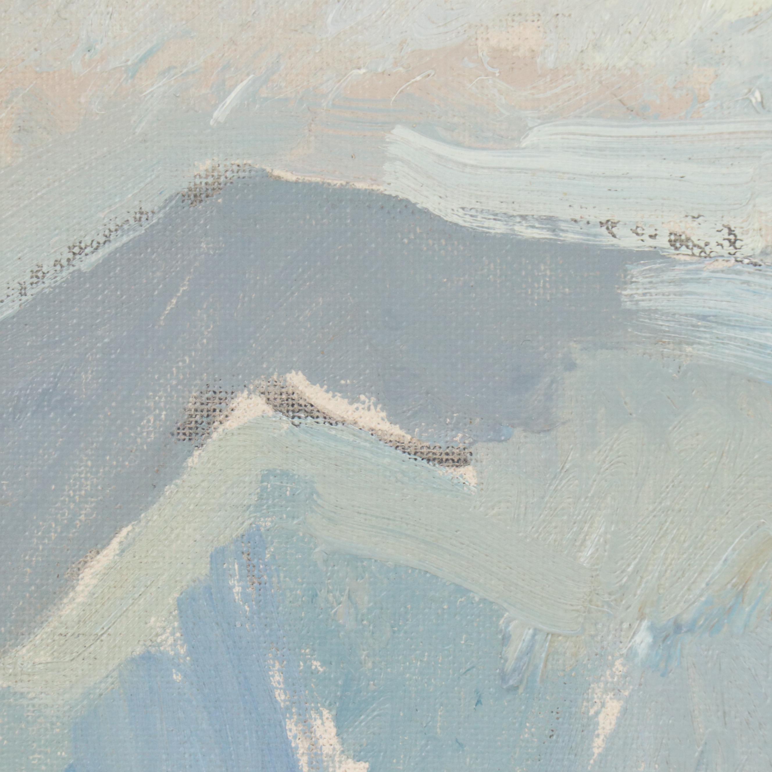 Victor Higgins Oil Painting of Taos Mountain and Stream, 1940s