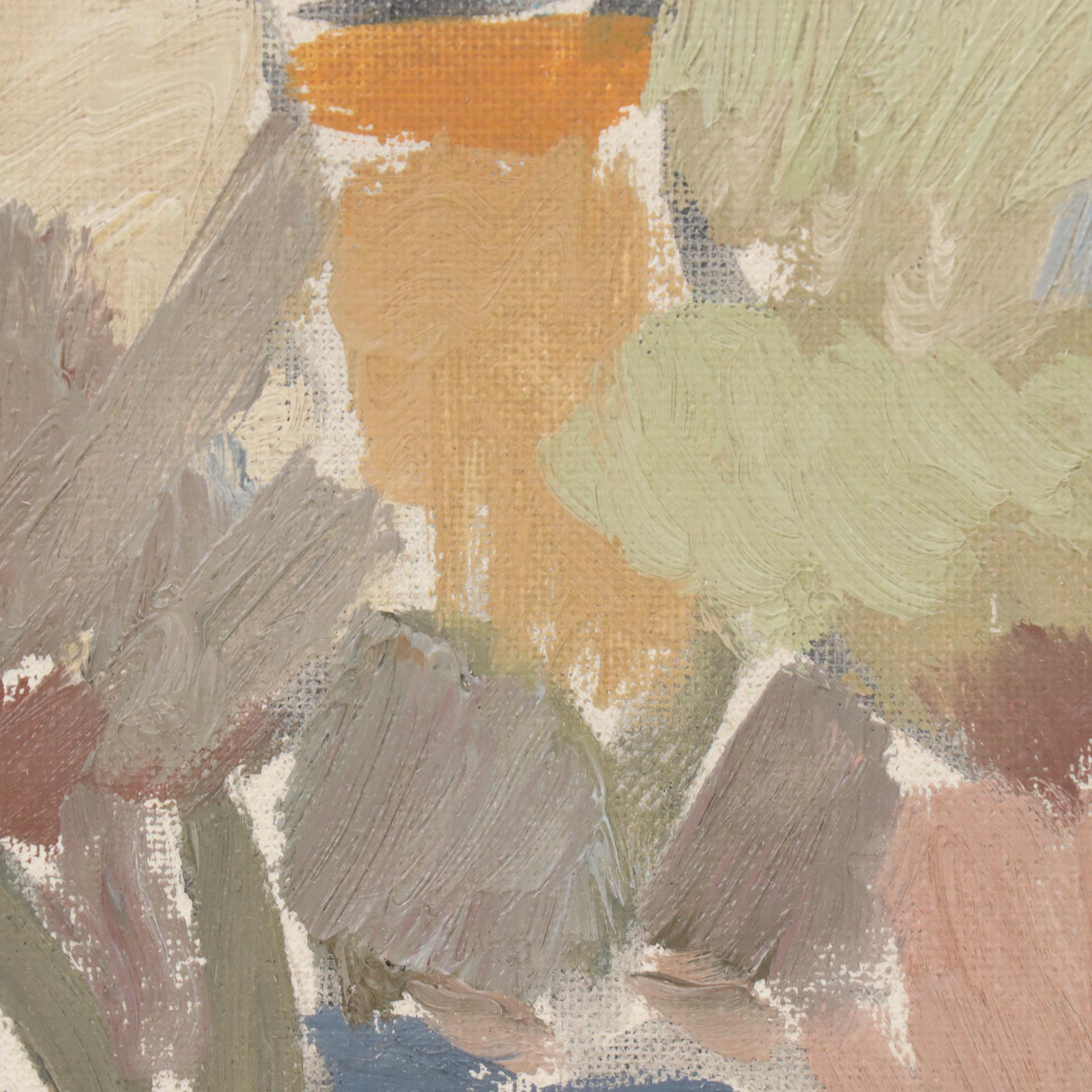 Victor Higgins Oil Painting of Taos Mountain and Stream, 1940s