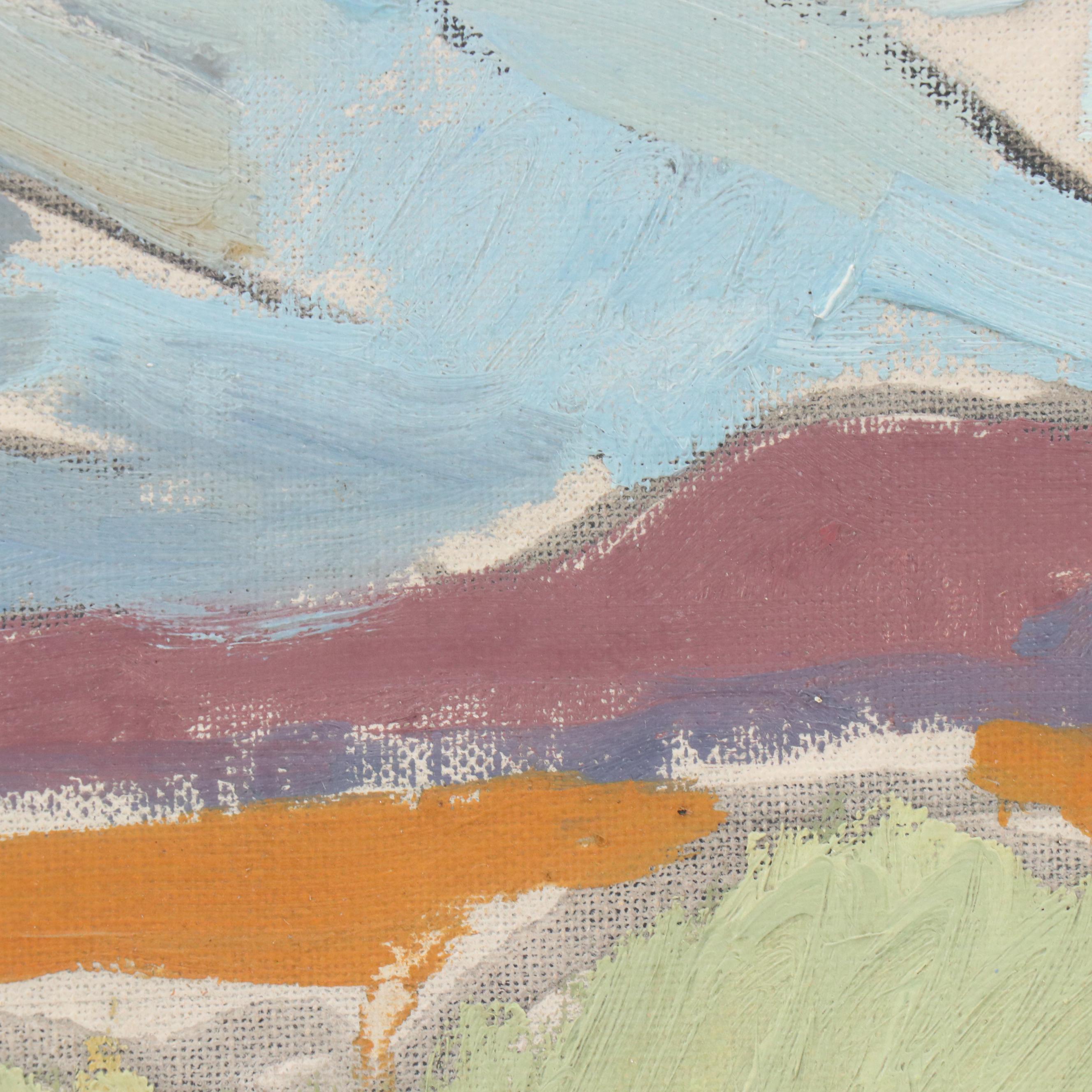 Victor Higgins Oil Painting of Taos Mountain and Stream, 1940s