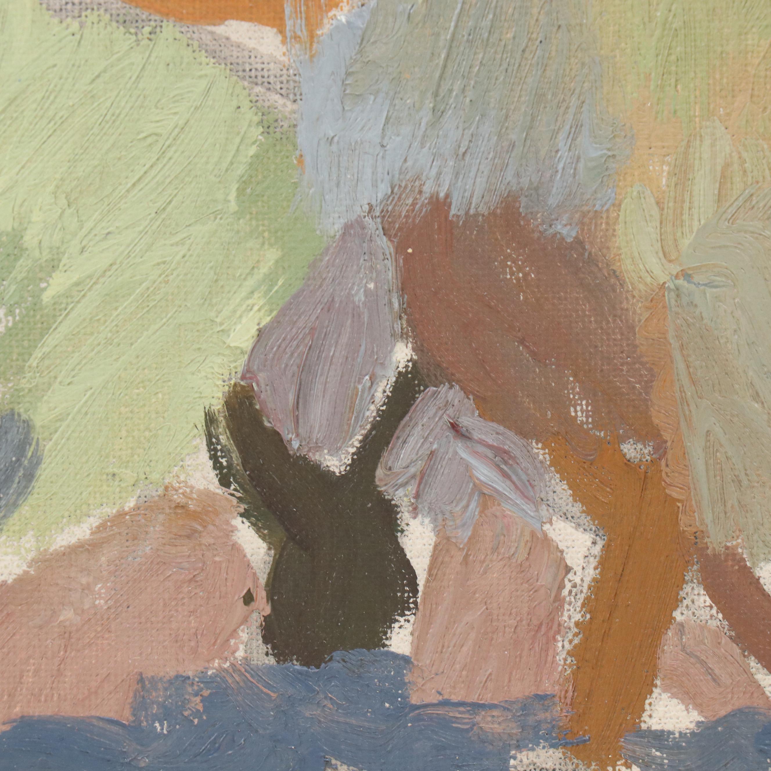 Victor Higgins Oil Painting of Taos Mountain and Stream, 1940s