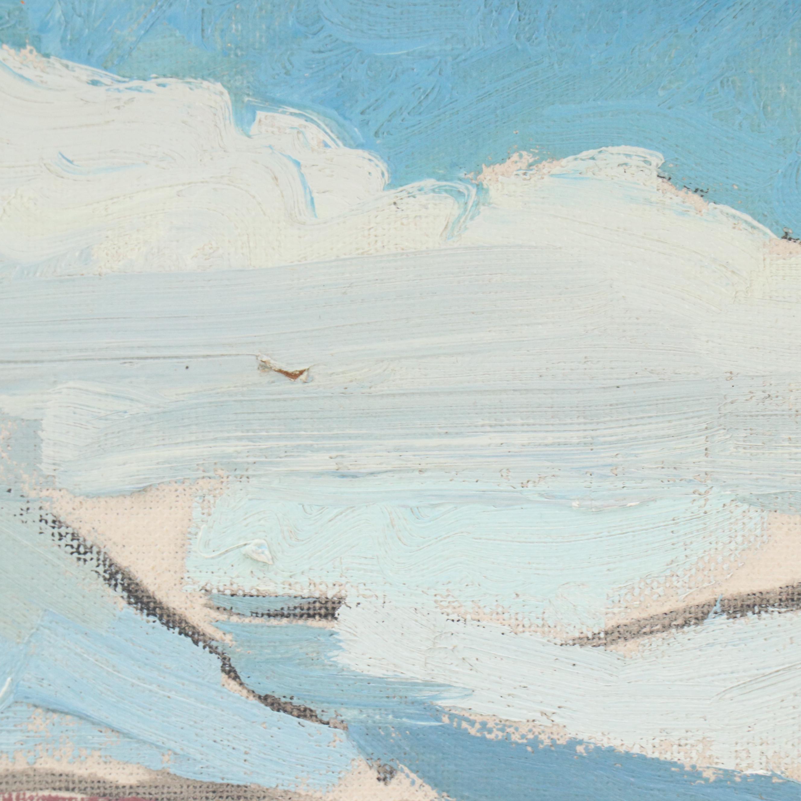 Victor Higgins Oil Painting of Taos Mountain and Stream, 1940s