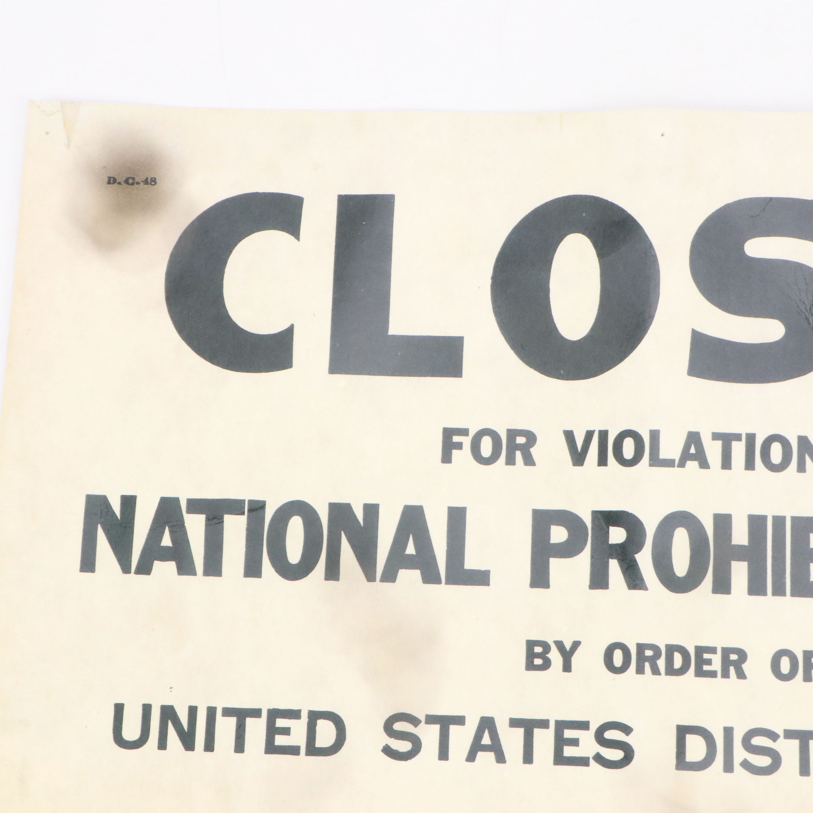 Prohibition Era Whisky Prescription Form with Reproduction Sign