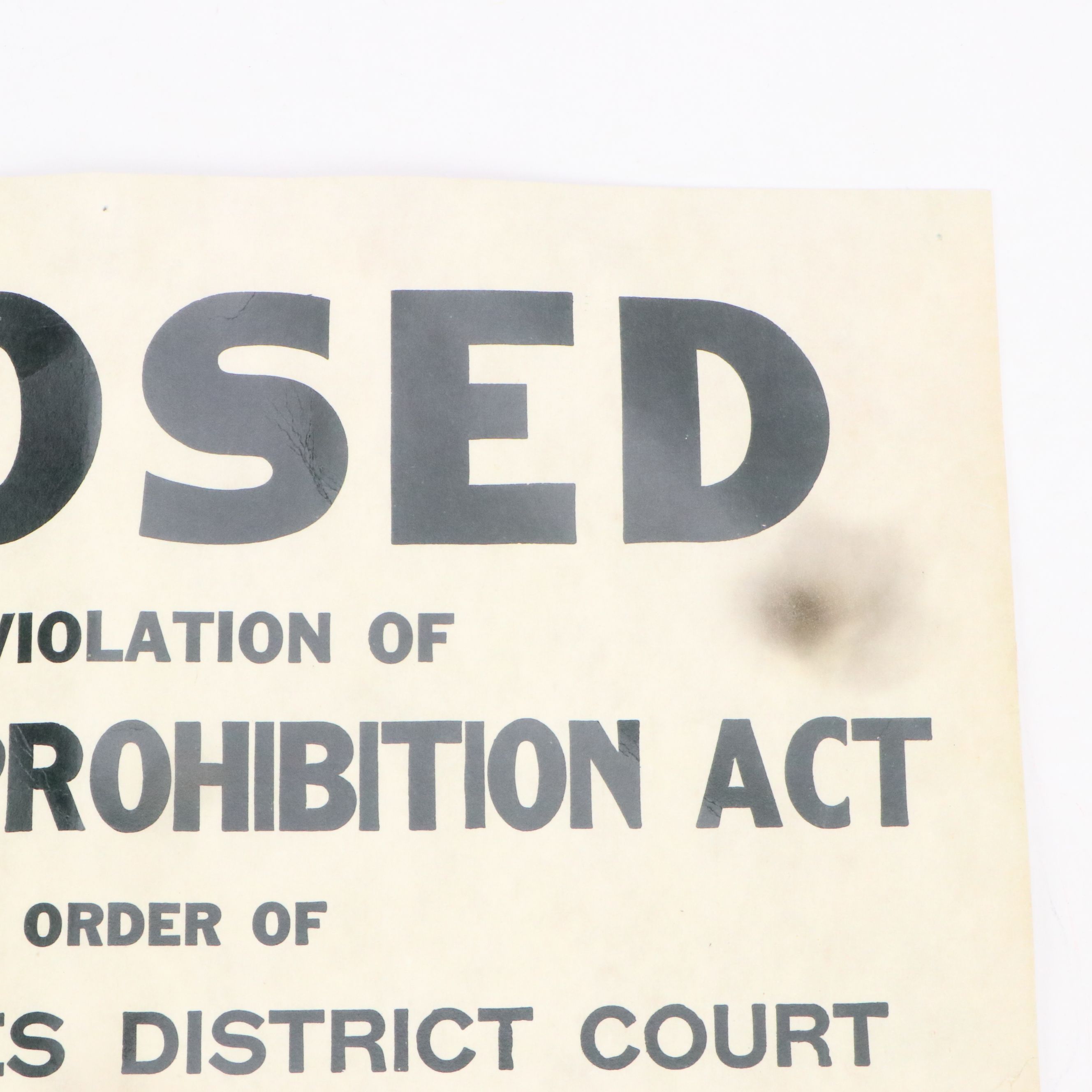 Prohibition Era Whisky Prescription Form with Reproduction Sign