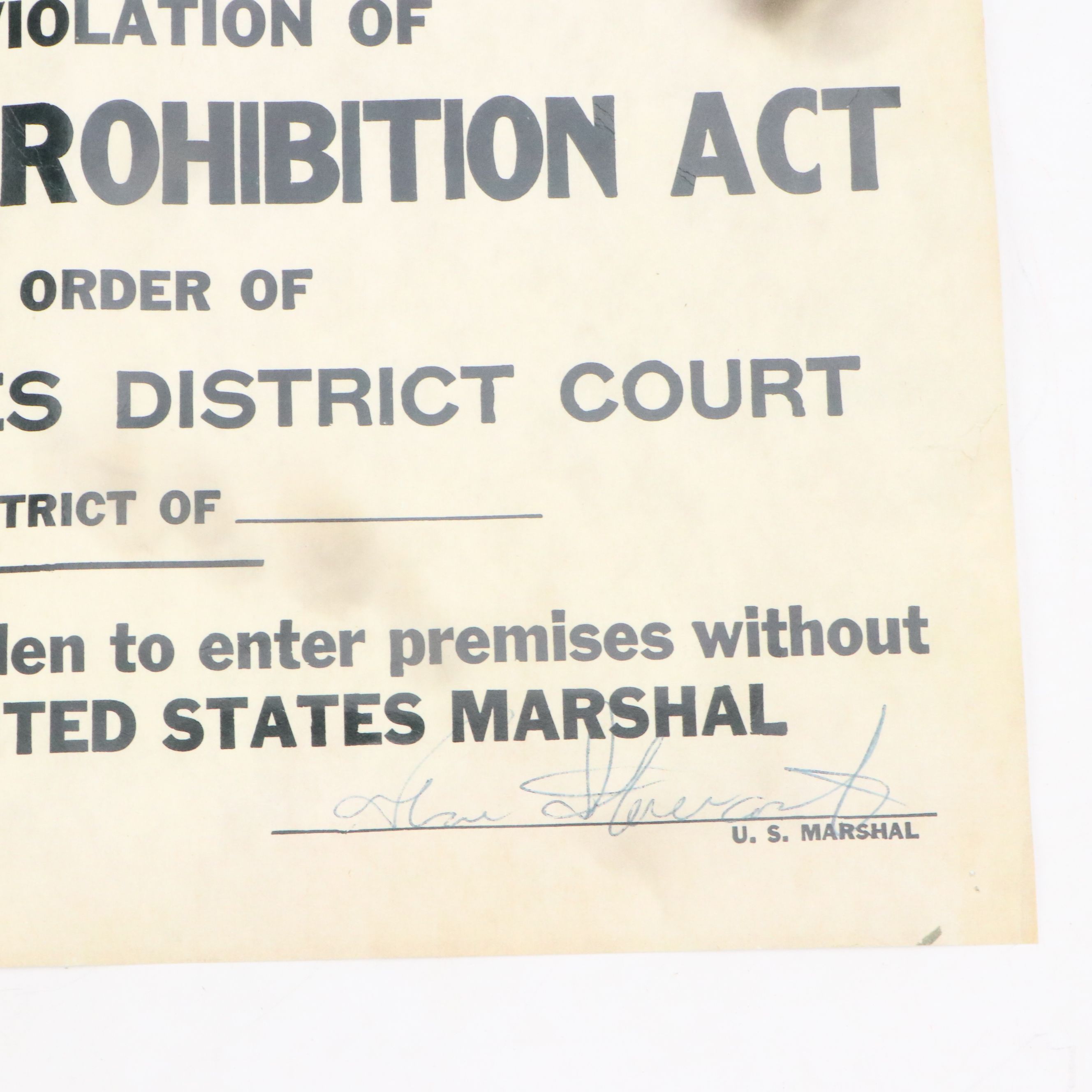 Prohibition Era Whisky Prescription Form with Reproduction Sign