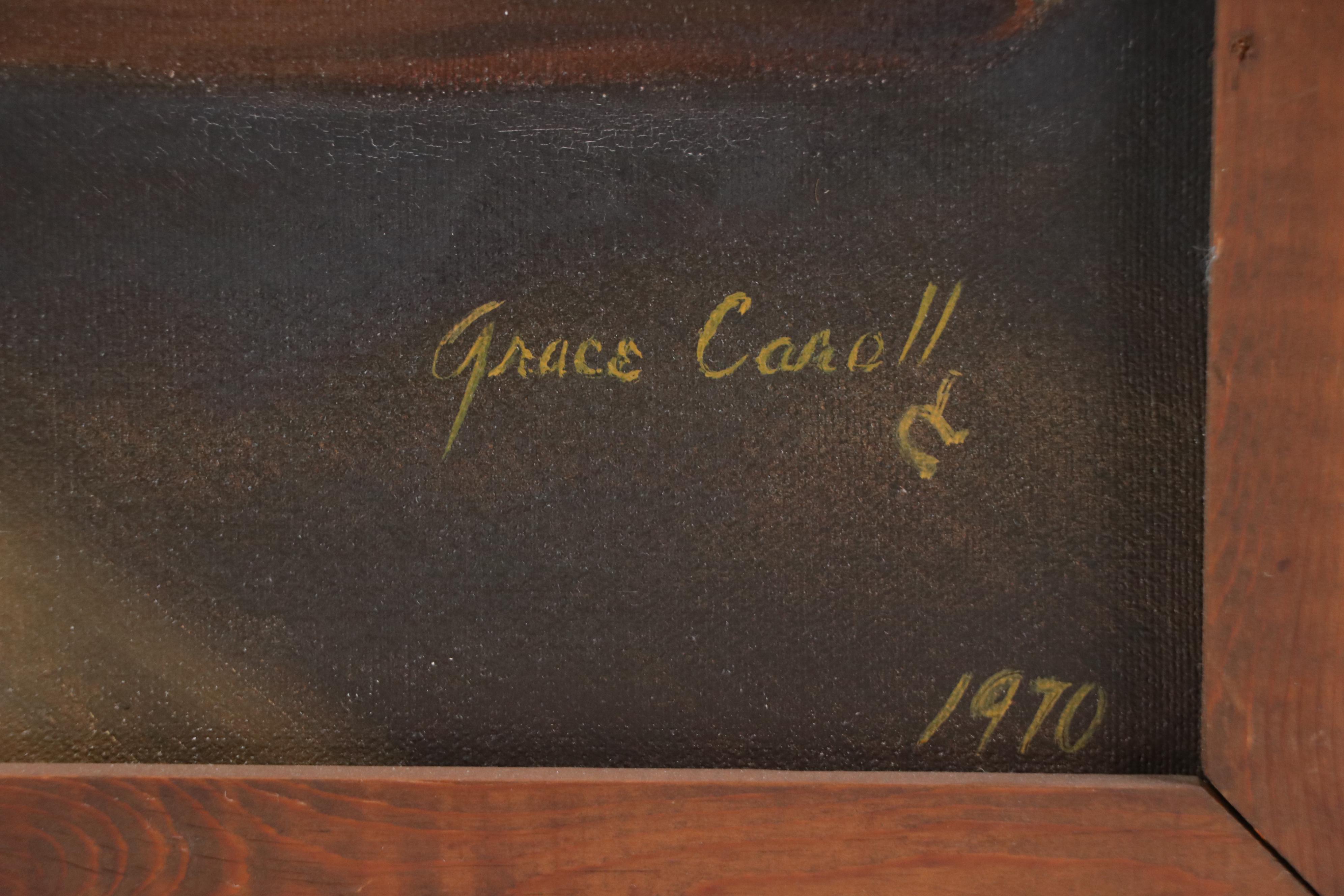 Grace Caroll Hufnagel Still Life Oil Painting of Apothecary Bottles, 1970