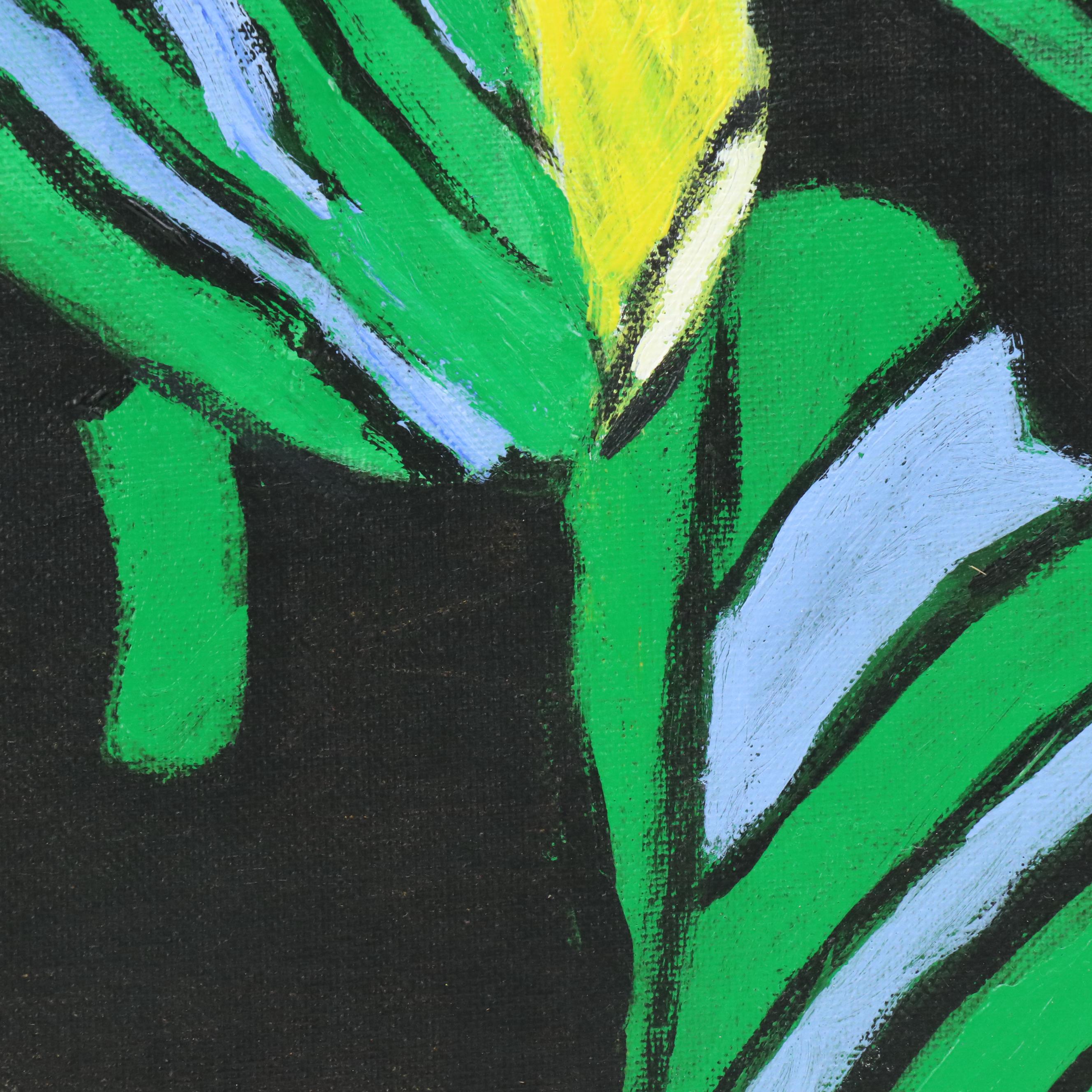 Janice Guttman Stylized Floral Acrylic Painting, 1994