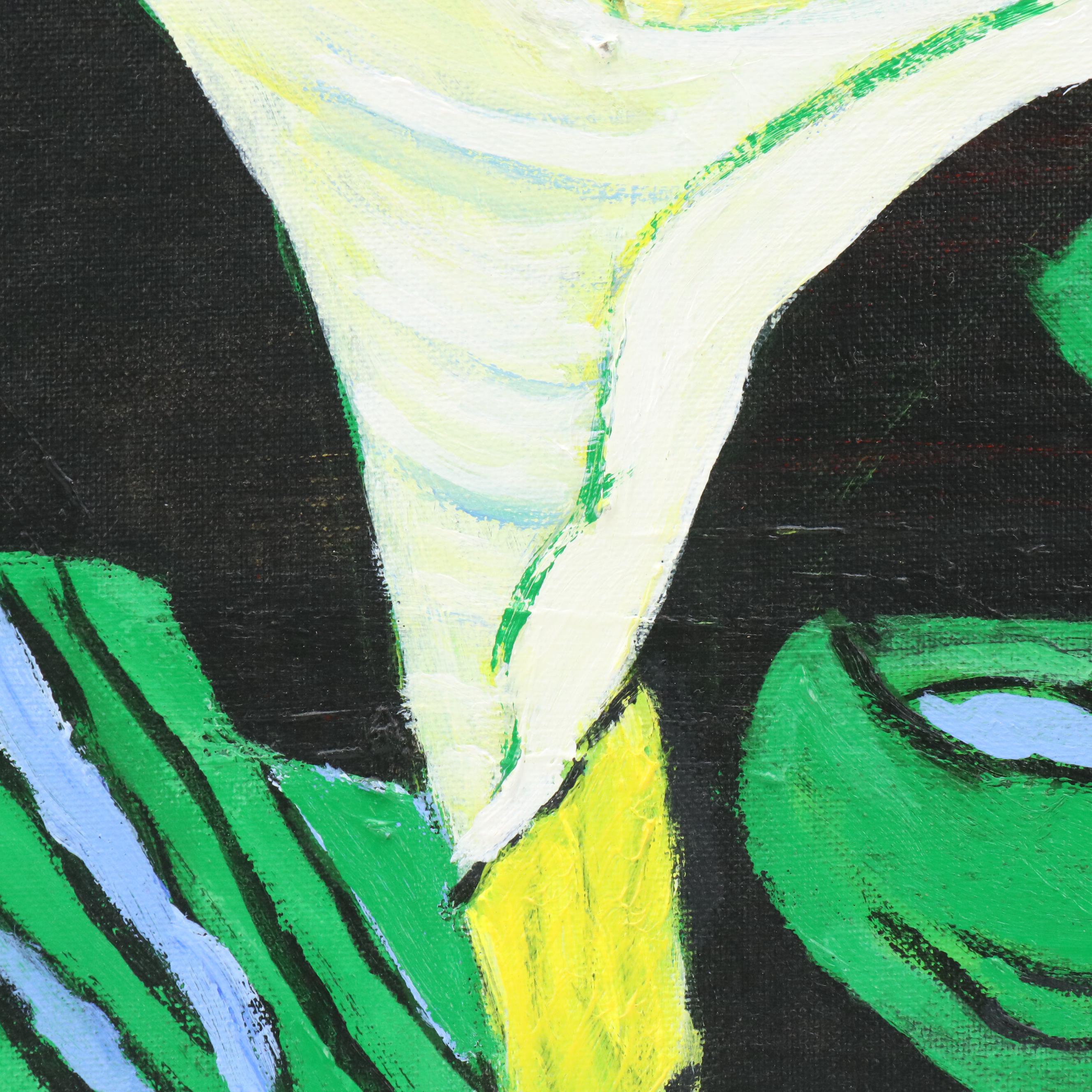 Janice Guttman Stylized Floral Acrylic Painting, 1994