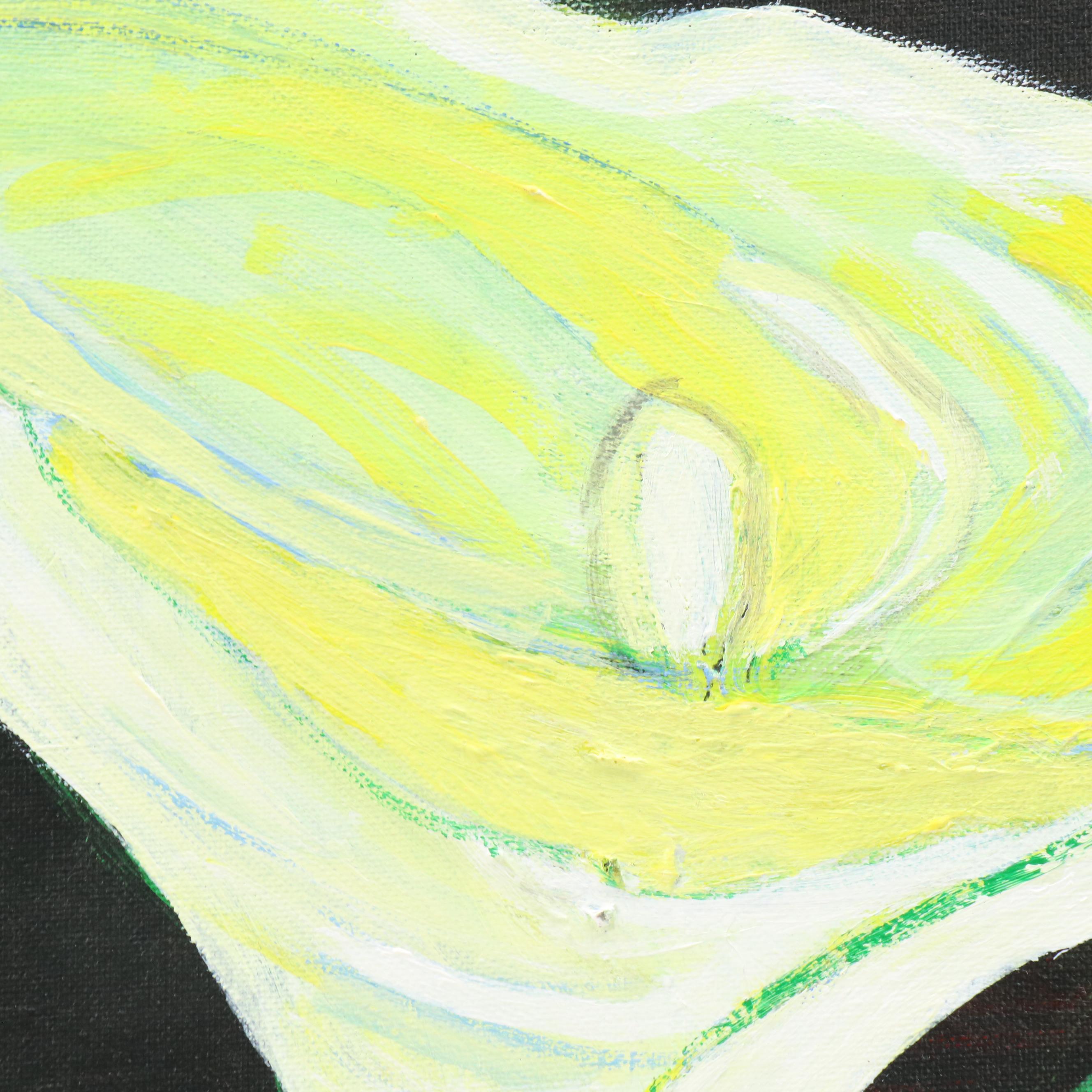 Janice Guttman Stylized Floral Acrylic Painting, 1994