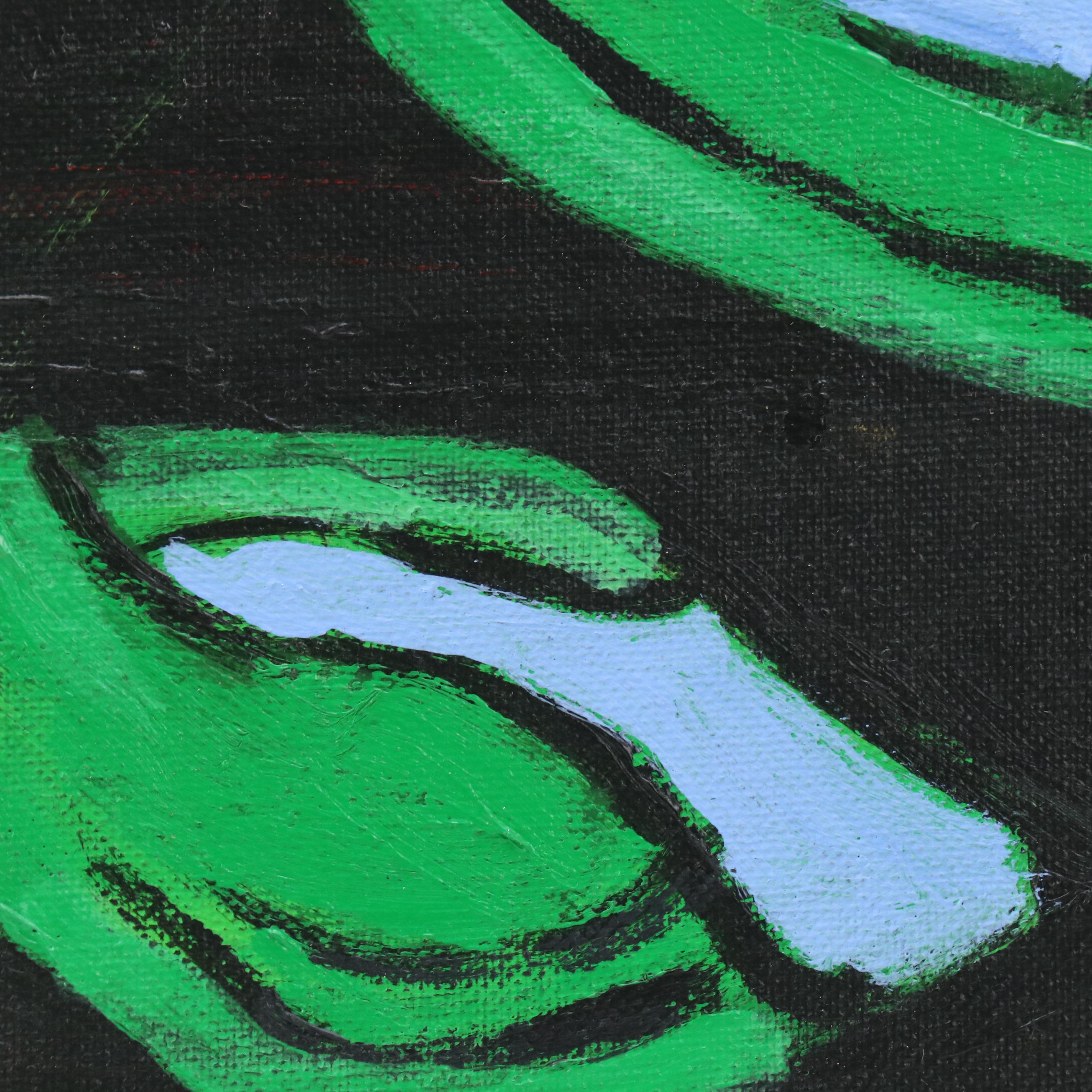 Janice Guttman Stylized Floral Acrylic Painting, 1994