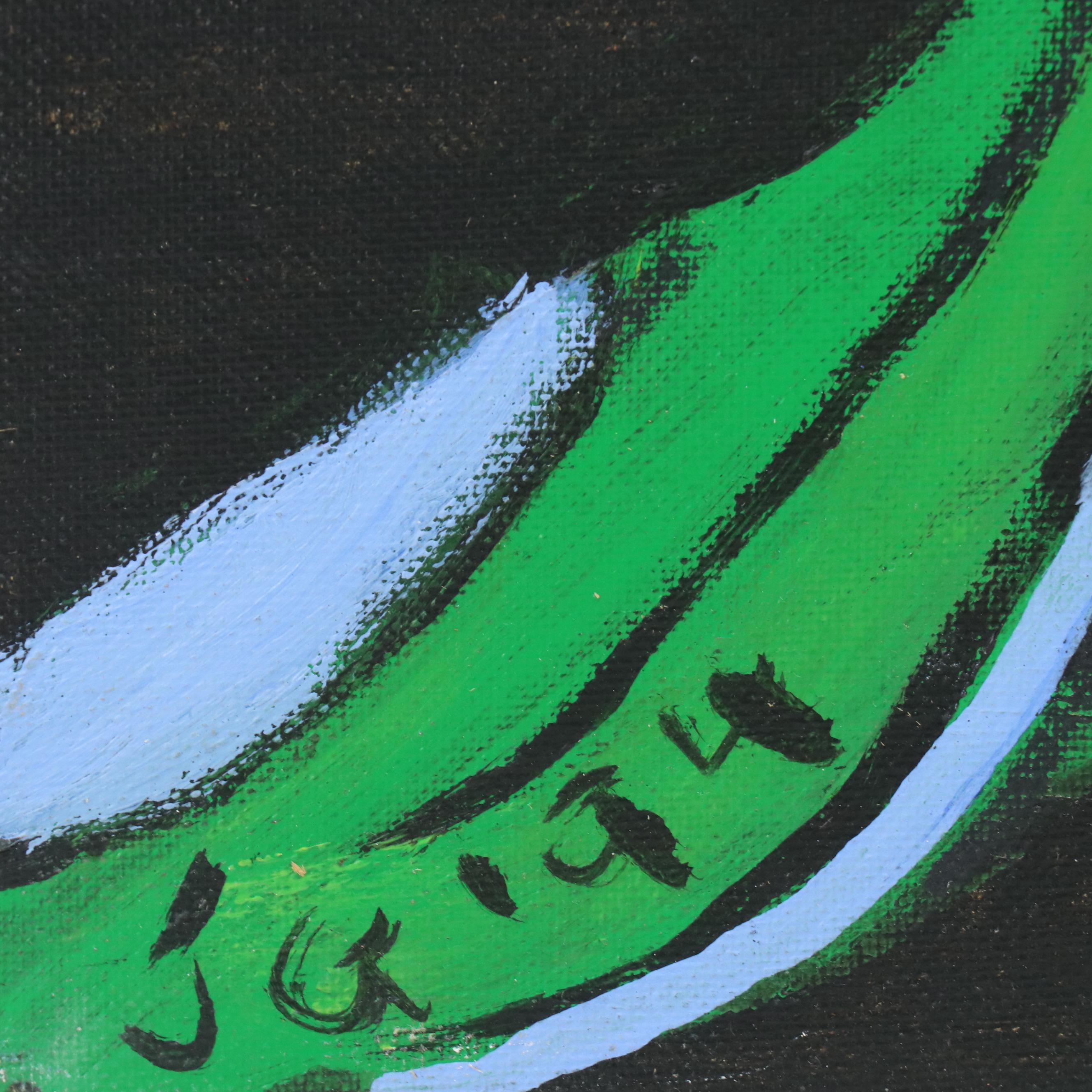 Janice Guttman Stylized Floral Acrylic Painting, 1994