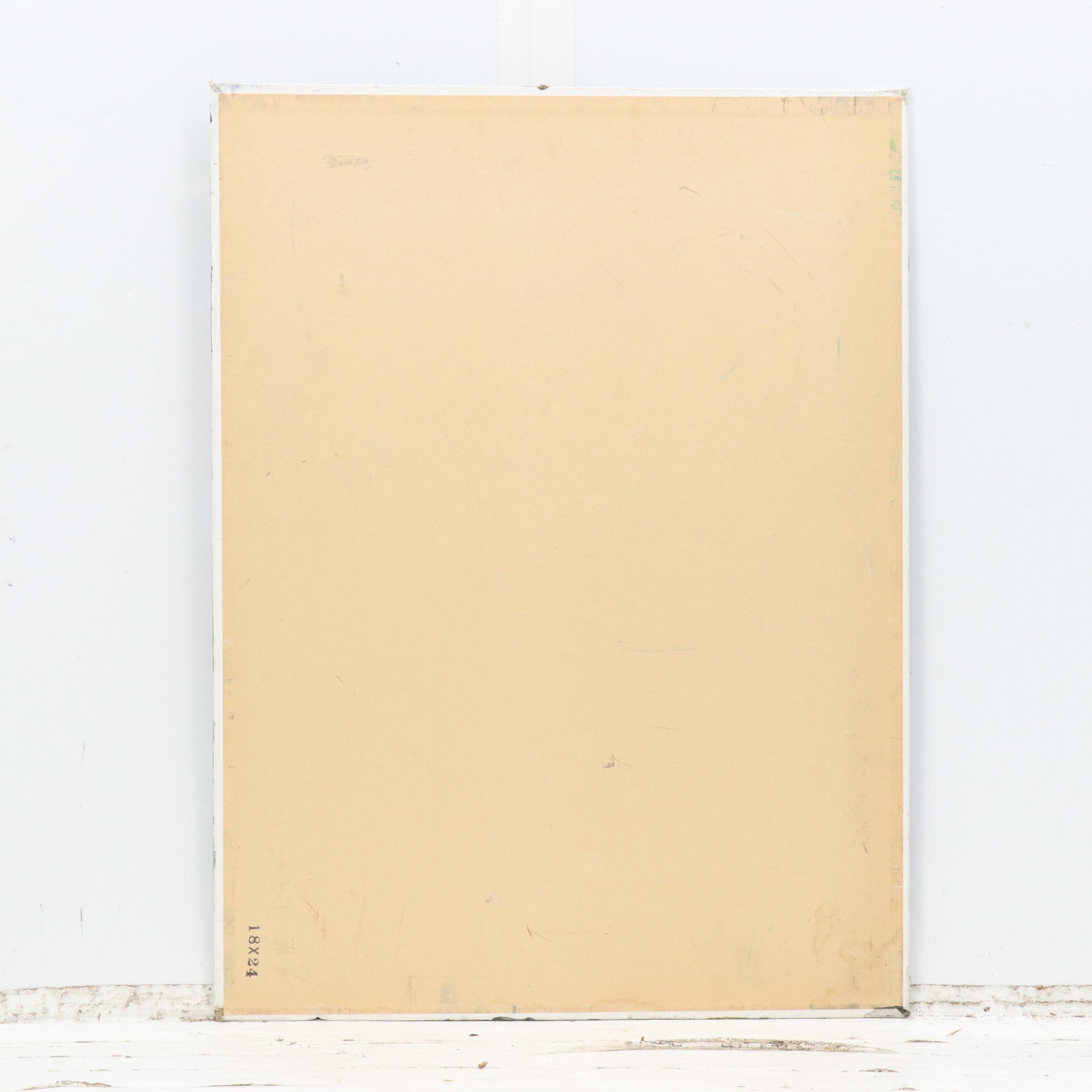 Janice Guttman Stylized Floral Acrylic Painting, 1994