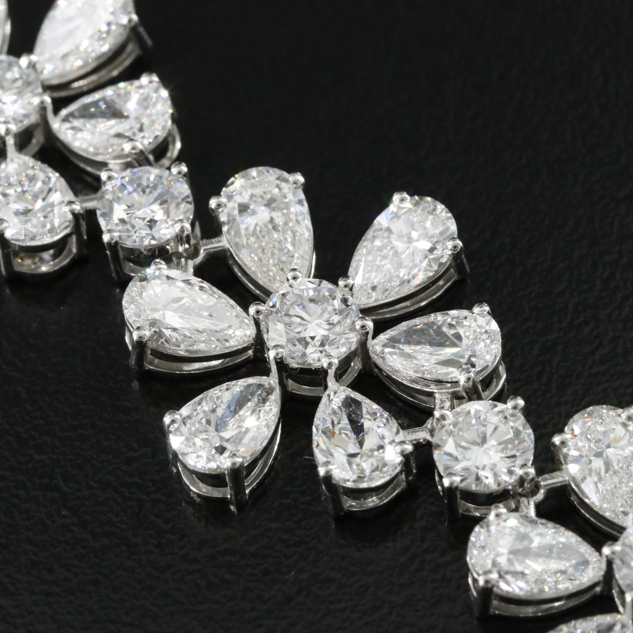 Platinum 33.96 CTW Lab Grown Diamond Flower Bracelet